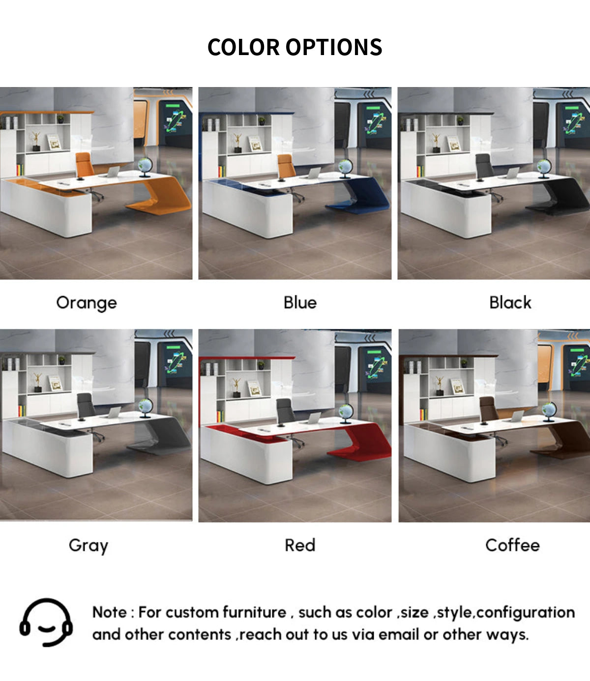 Modern Executive Desk with Cable Management, File Drawers & Lumbar Support for Home Office — Detail image 9
