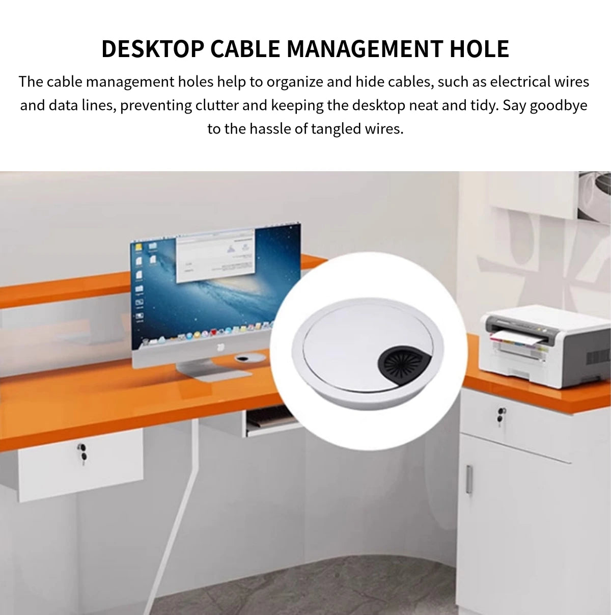 L-Shaped Reception Desk 71-118 in Wide with Lockable, Cable Management & LED Lighting — Detail image 9