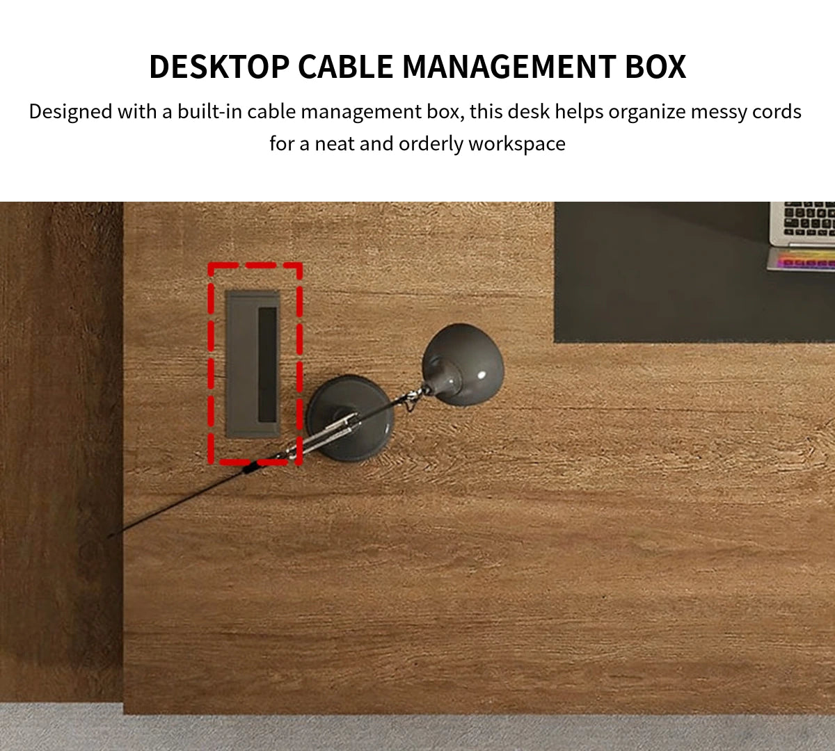 Modern Executive Desk 22-126 in Wide with Cable Management for Home Office — Detail image 3