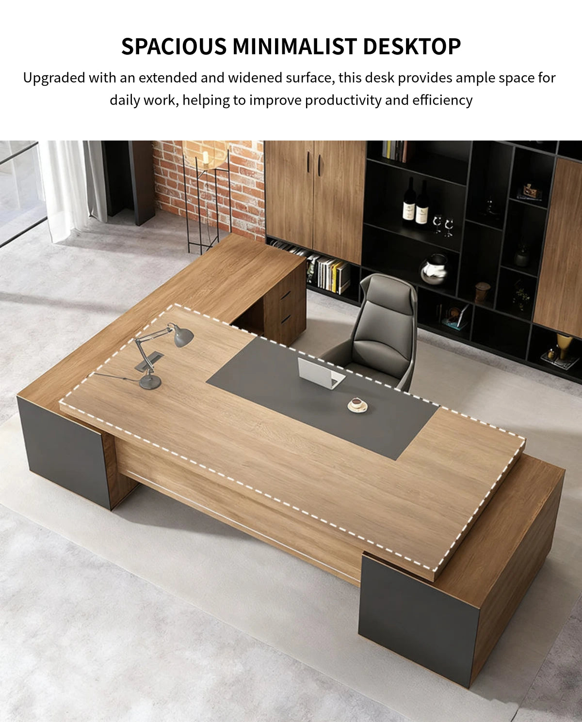 Modern Executive Desk 22-126 in Wide with Cable Management for Home Office — Detail image 4