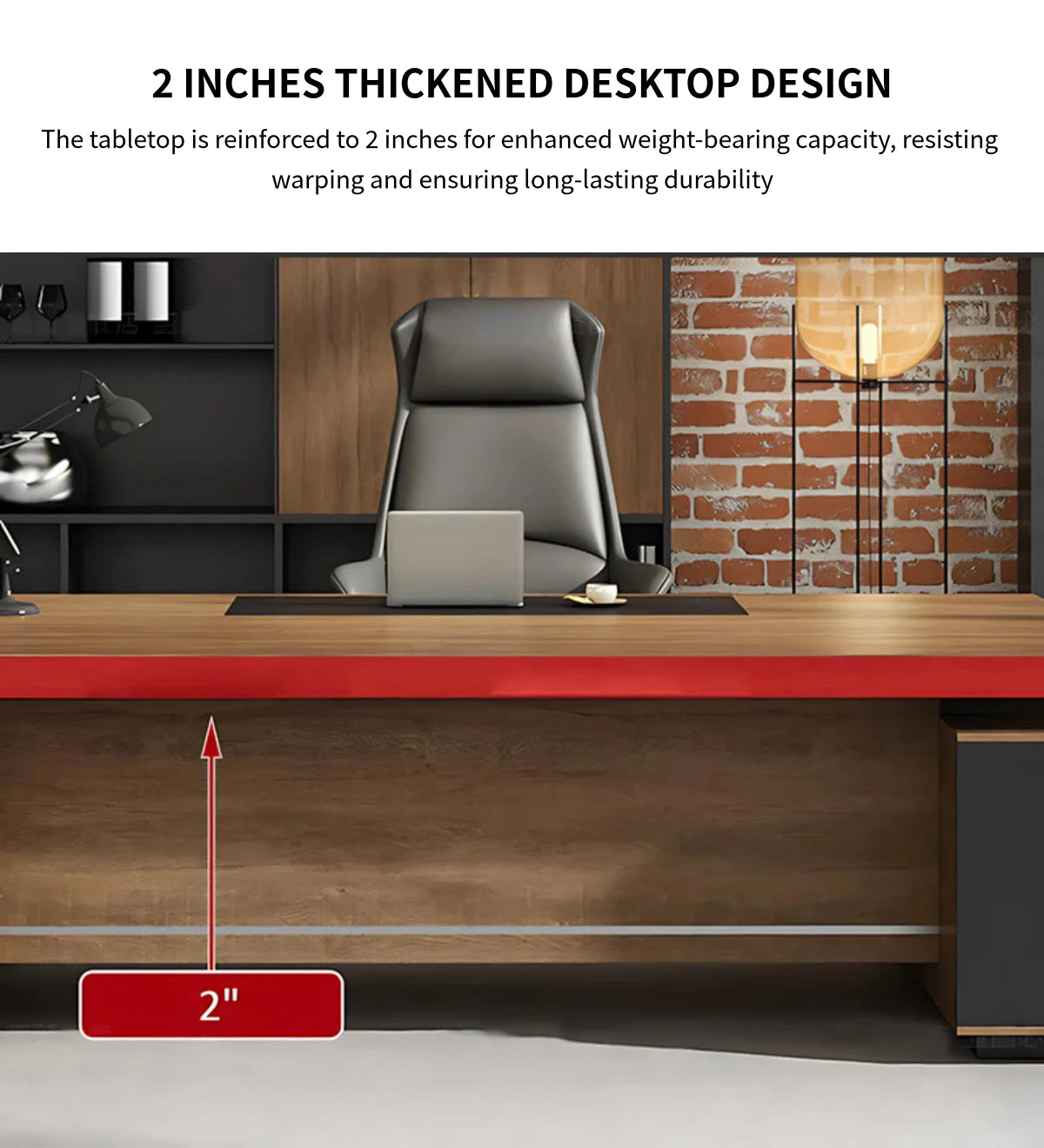 Modern Executive Desk 22-126 in Wide with Cable Management for Home Office — Detail image 5