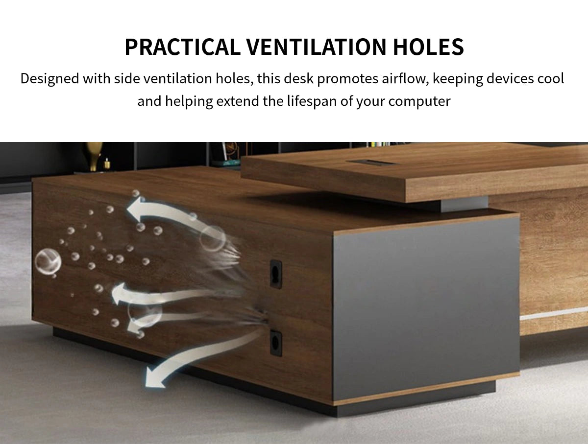Modern Executive Desk 22-126 in Wide with Cable Management for Home Office — Detail image 6