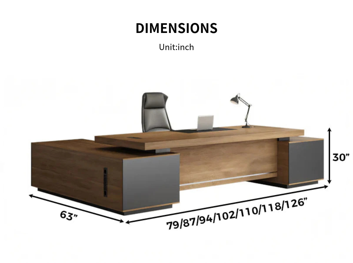 Modern Executive Desk 22-126 in Wide with Cable Management for Home Office — Detail image 11