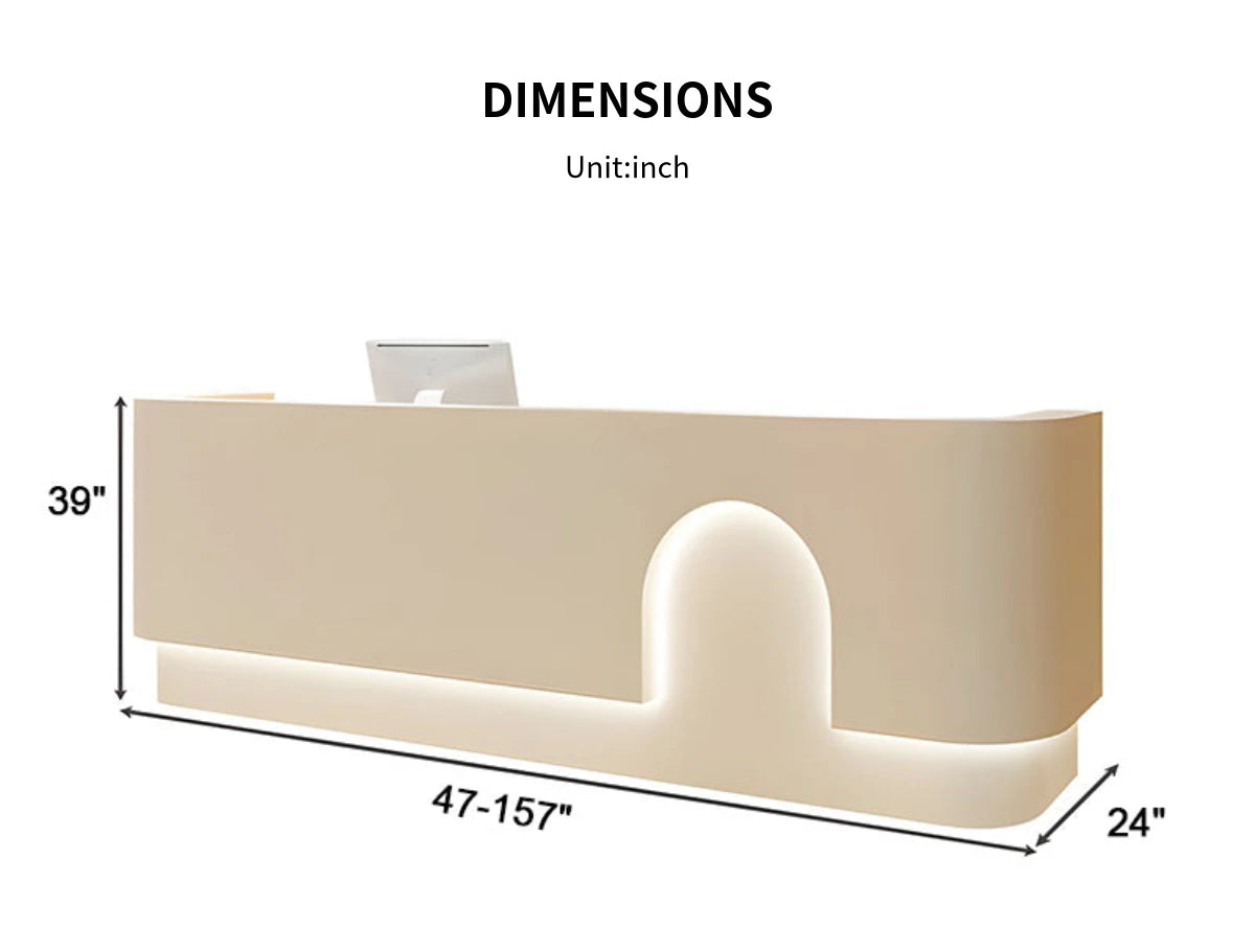 Round Reception Desk with LED Lighting, Keyboard Tray & Lockable for Clinic — Detail image 10