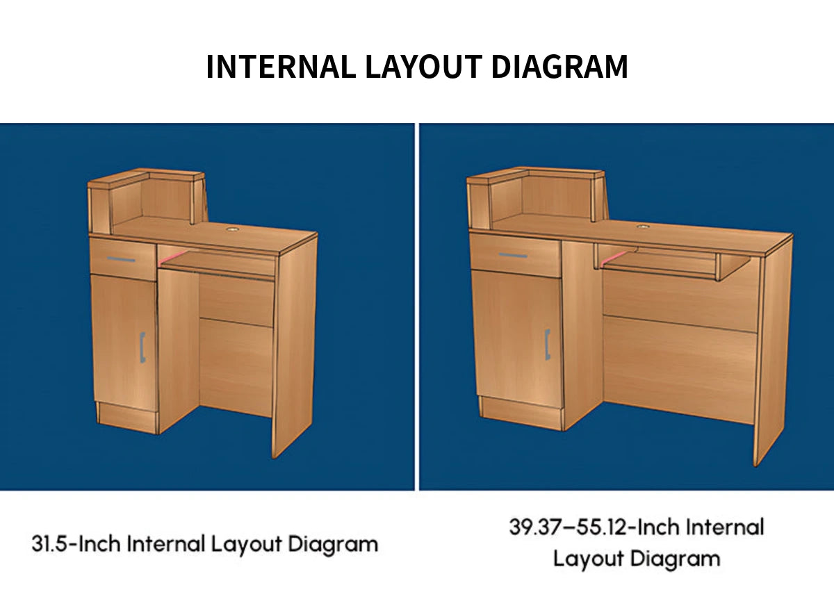 Curved Reception Desk 31-55 in Wide with Dual-Tone, Keyboard Tray & Lockable for Salon — Detail image 9