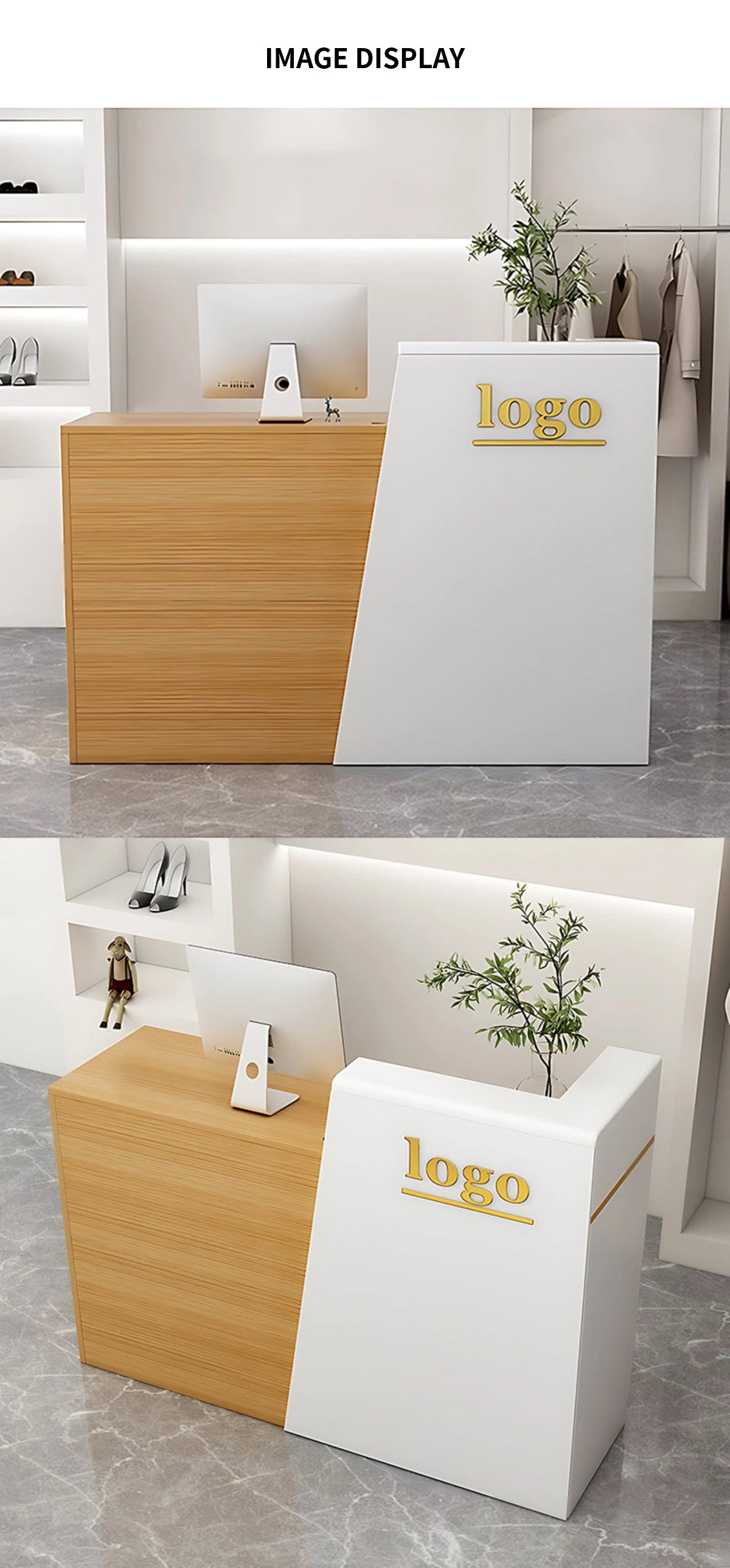 Curved Reception Desk 31-55 in Wide with Dual-Tone, Keyboard Tray & Lockable for Salon — Detail image 10