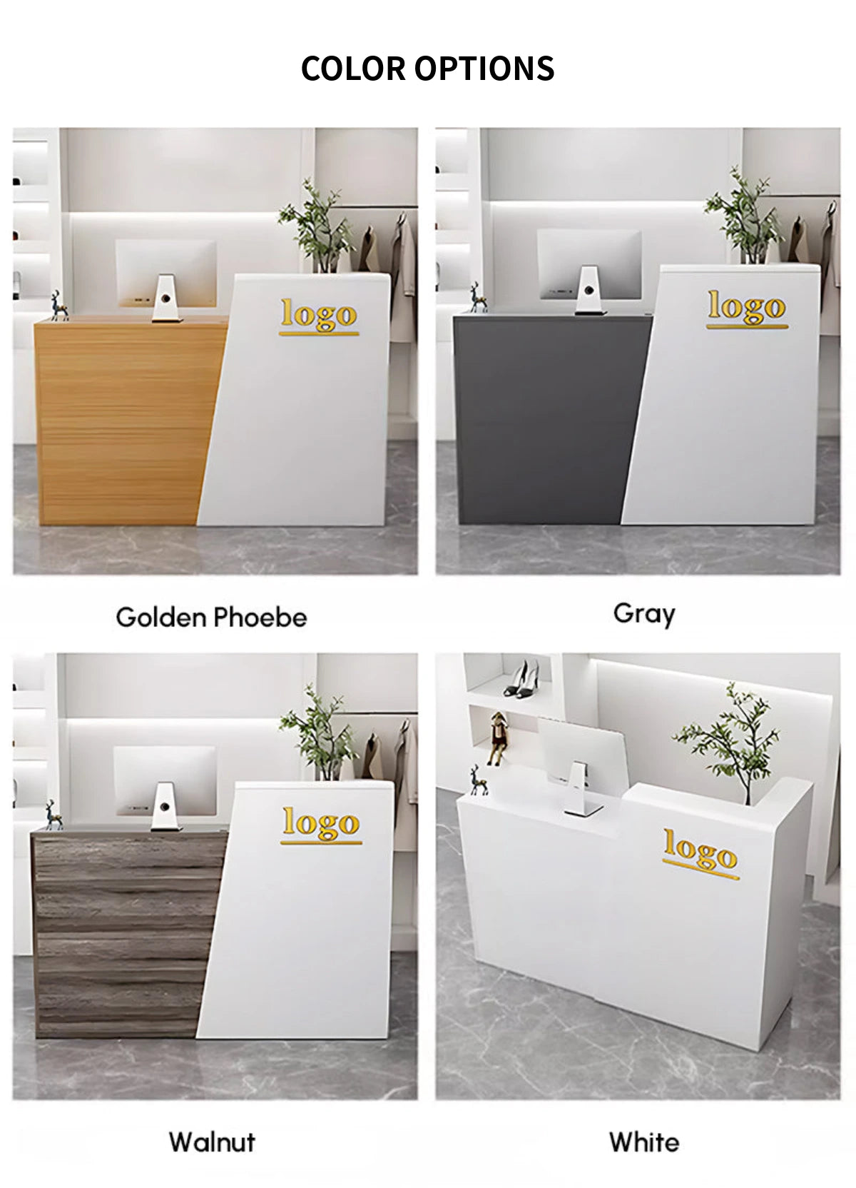 Curved Reception Desk 31-55 in Wide with Dual-Tone, Keyboard Tray & Lockable for Salon — Detail image 12