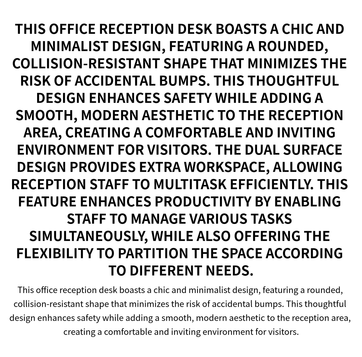 Curved Reception Desk 24-71 in Wide with Lumbar Support for Office Lobby — Detail image 1