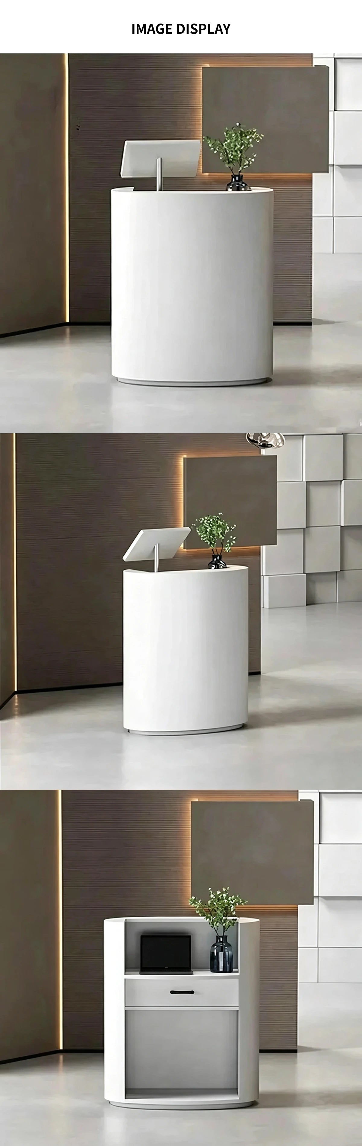 Curved Reception Desk 24-71 in Wide with Lumbar Support for Office Lobby — Detail image 7