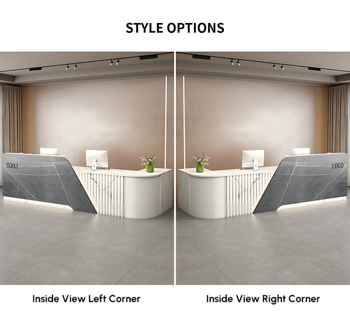 Salon Reception Desk 63-94 in Wide with Keyboard Tray, Lockable & Marble Top for Salon — Detail image 11