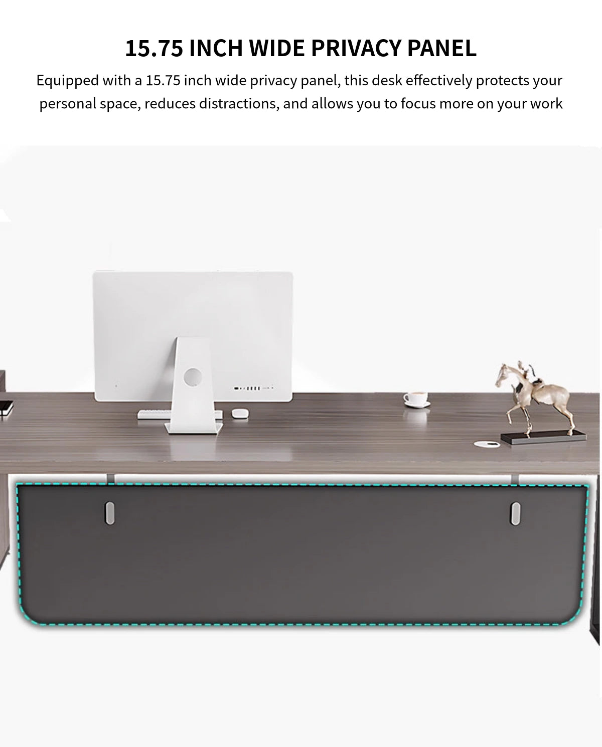Modern Executive Desk with Curved, Cable Management & Side Storage for Home Office — Detail image 5