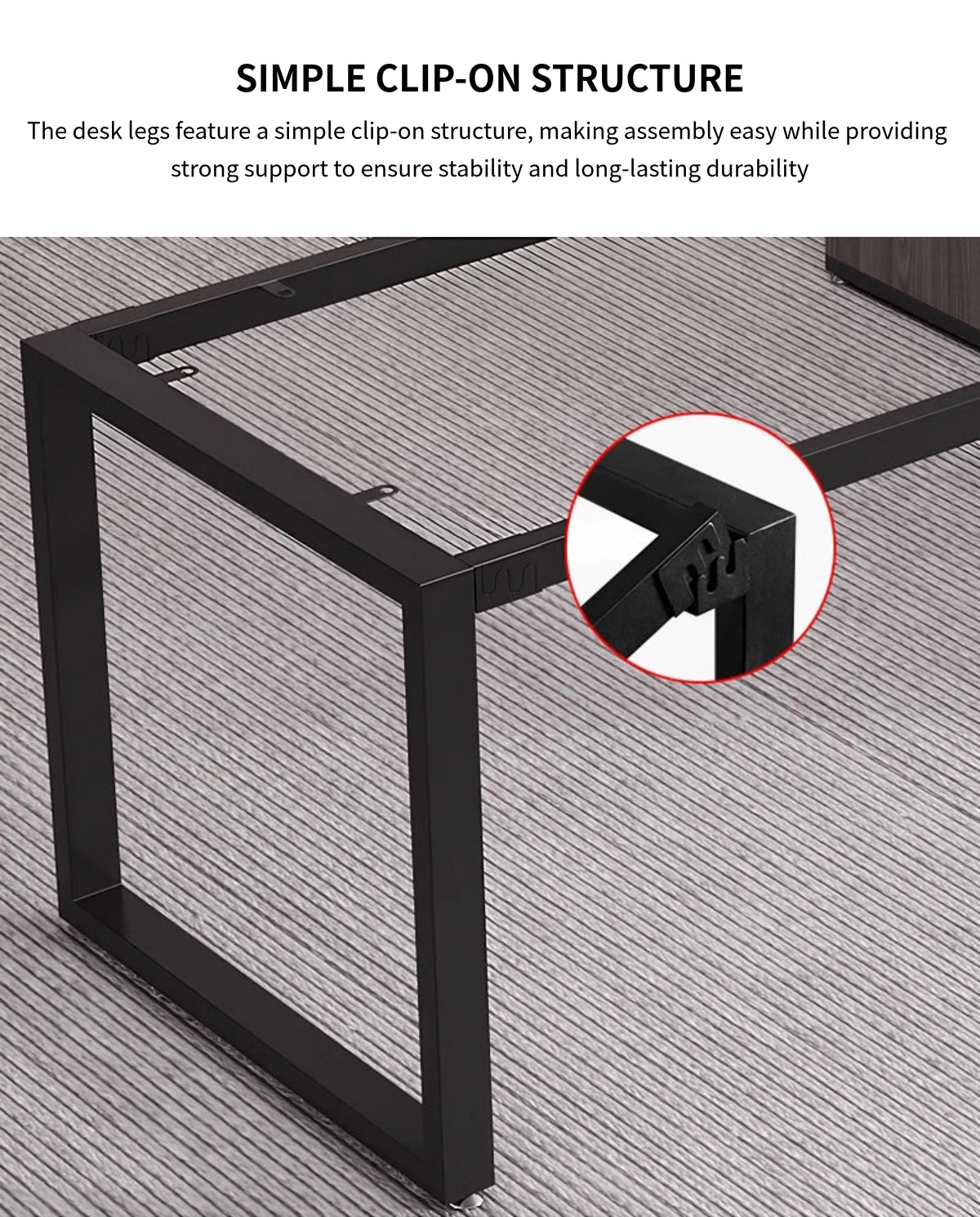 Modern Executive Desk with Curved, Cable Management & Side Storage for Home Office — Detail image 6