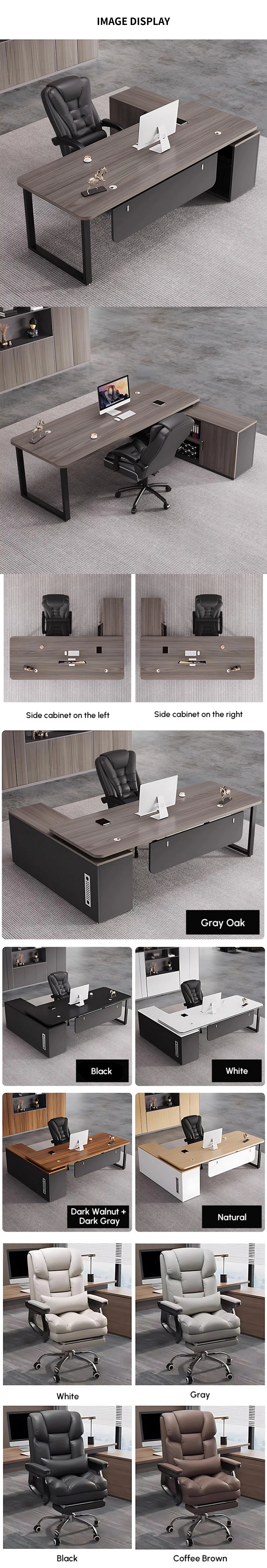 Modern Executive Desk with Curved, Cable Management & Side Storage for Home Office — Detail image 10