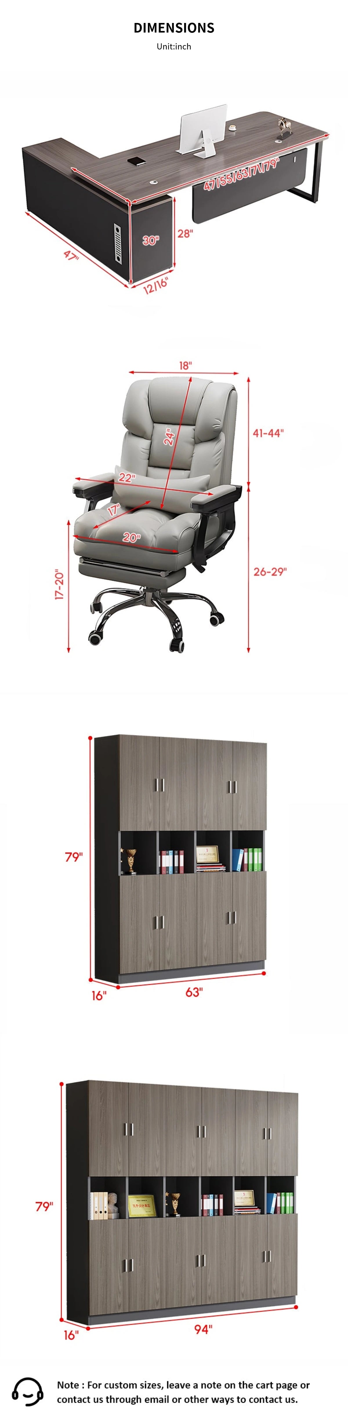 Modern Executive Desk with Curved, Cable Management & Side Storage for Home Office — Detail image 11
