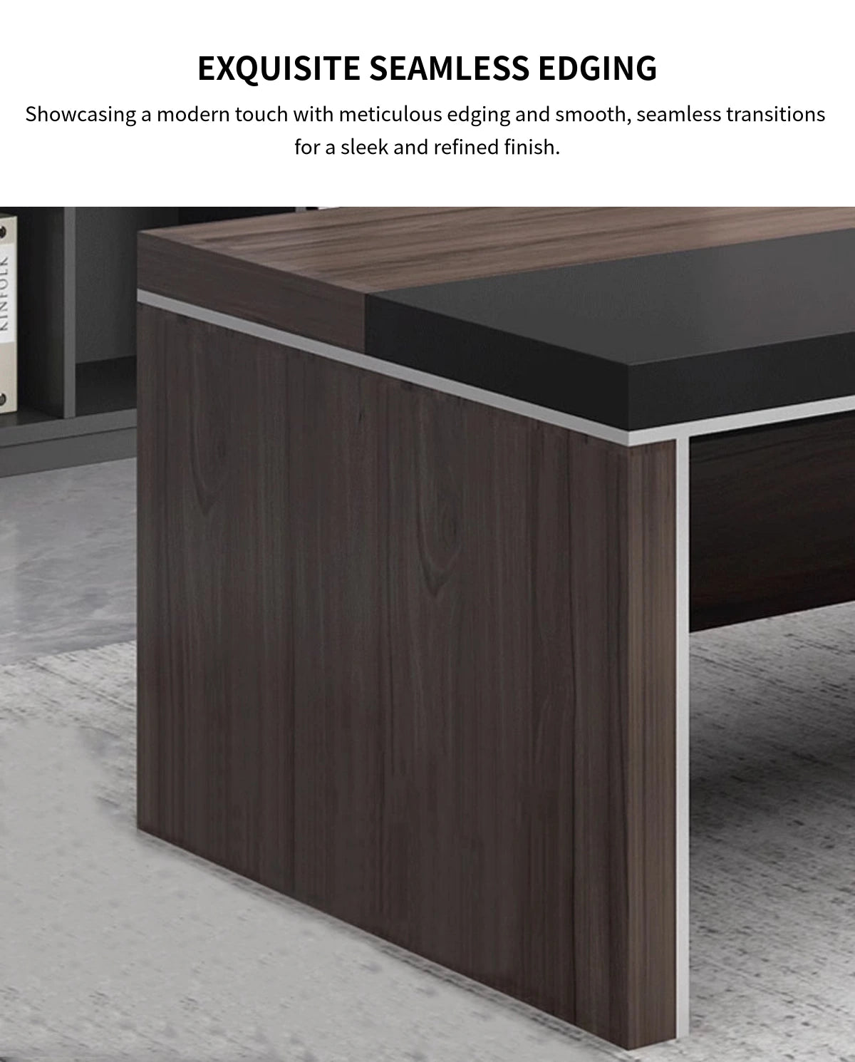 L-Shaped Executive Desk with Cable Management, Side Storage & Lumbar Support — Detail image 7