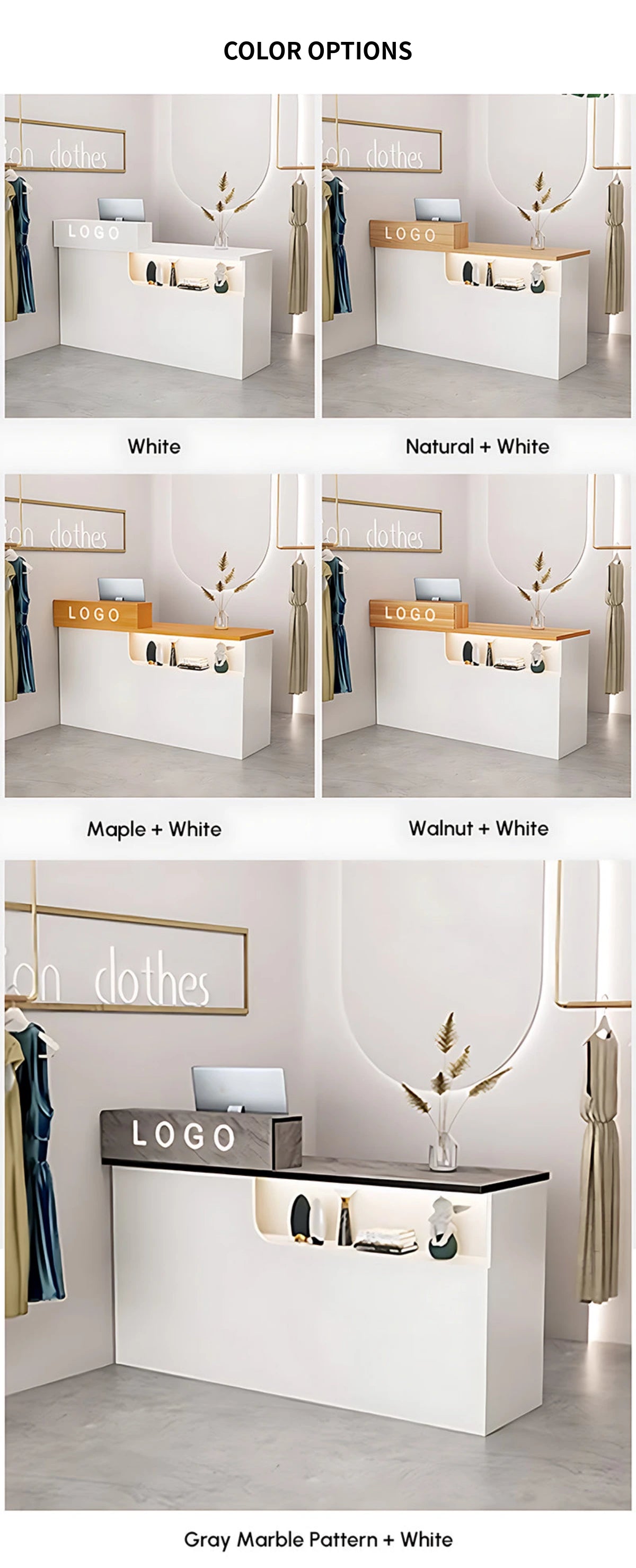 Curved Reception Desk 31-71 in Wide with Transaction Counter, Lockable & Lumbar Support — Detail image 11