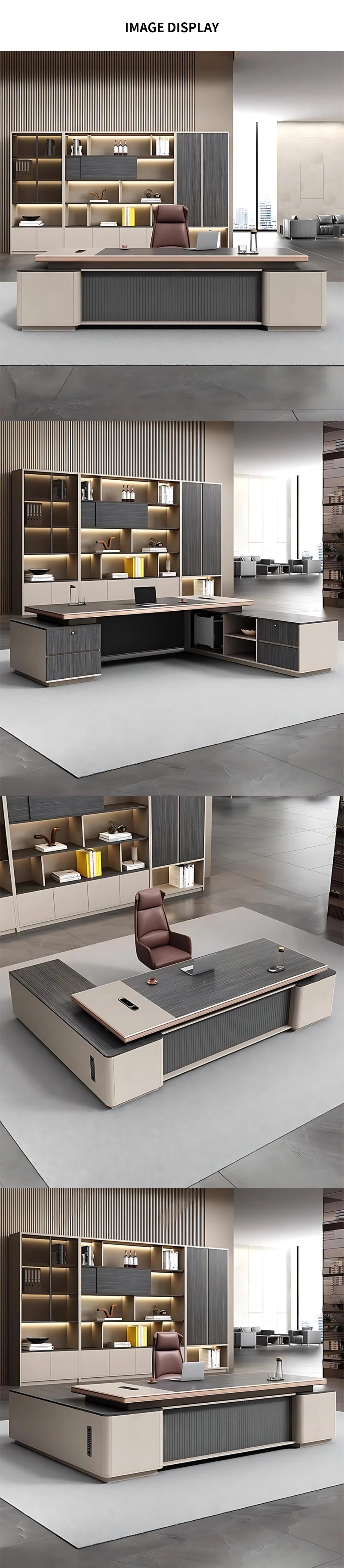 Modern Executive Desk with Wireless Charging, Built-In Outlets & Side Storage — Detail image 9
