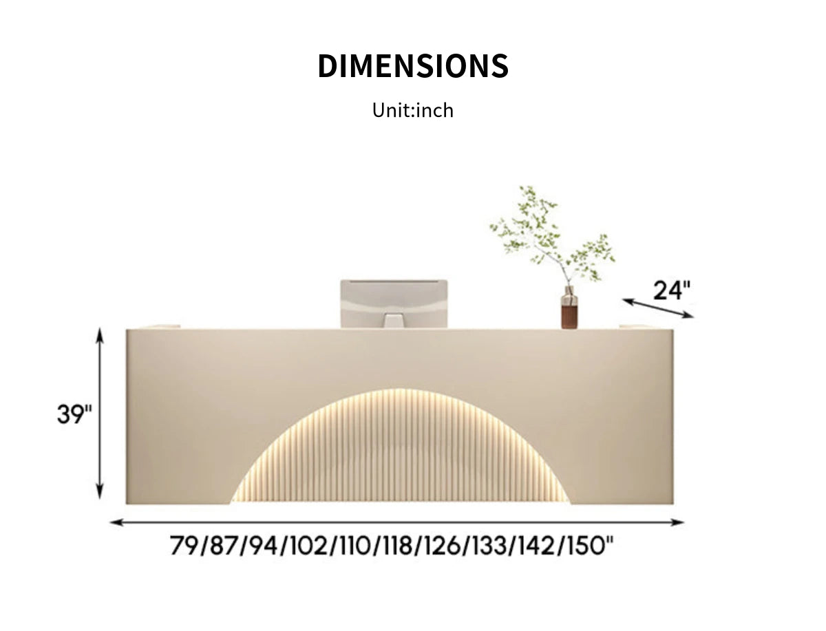 Curved Reception Desk 102-150 in Wide with Keyboard Tray, Lockable & Lumbar Support — Detail image 8