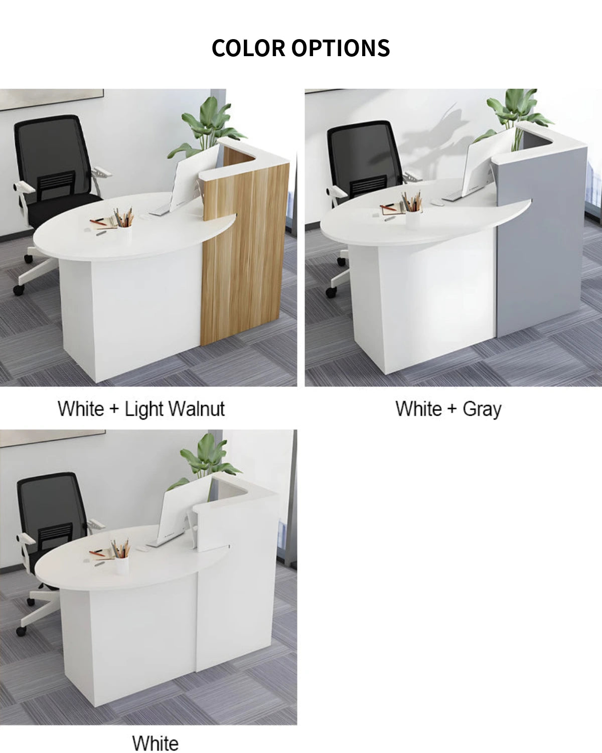Oval Reception Desk 39-55 in Wide with Lockable & File Drawers for Salon — Detail image 10