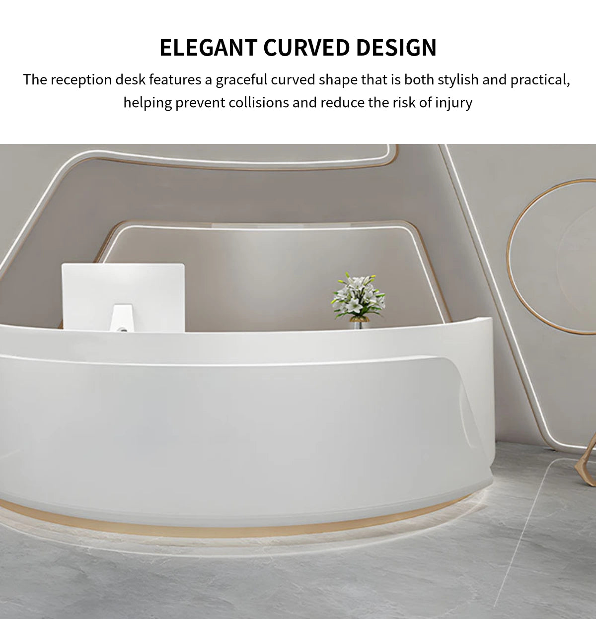 U-Shaped Reception Desk 79-118 in Wide with File Drawers for Salon — Detail image 4