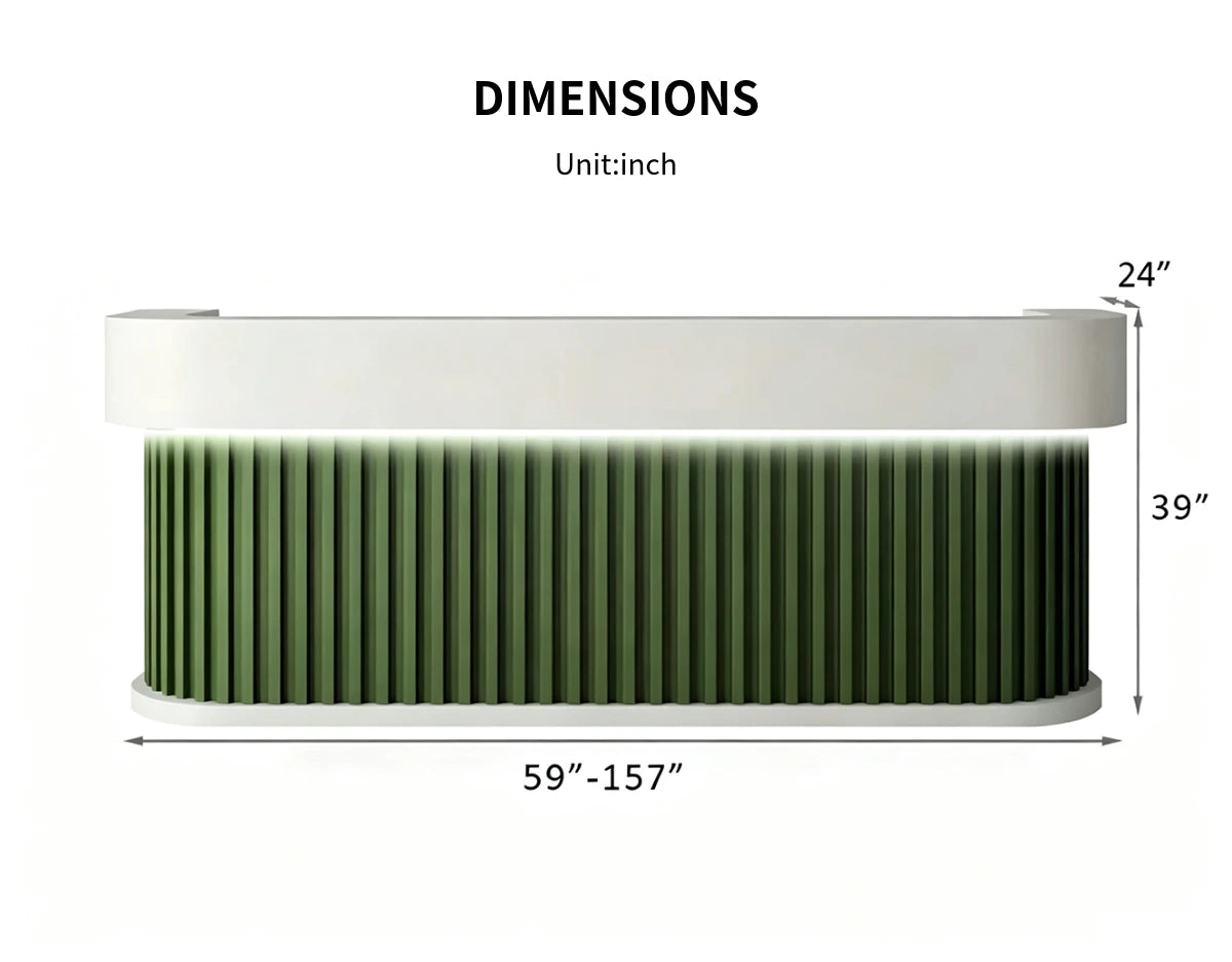 Salon Reception Desk 39-157 in Wide with Keyboard Tray, File Drawers & Fluted Front — Detail image 5