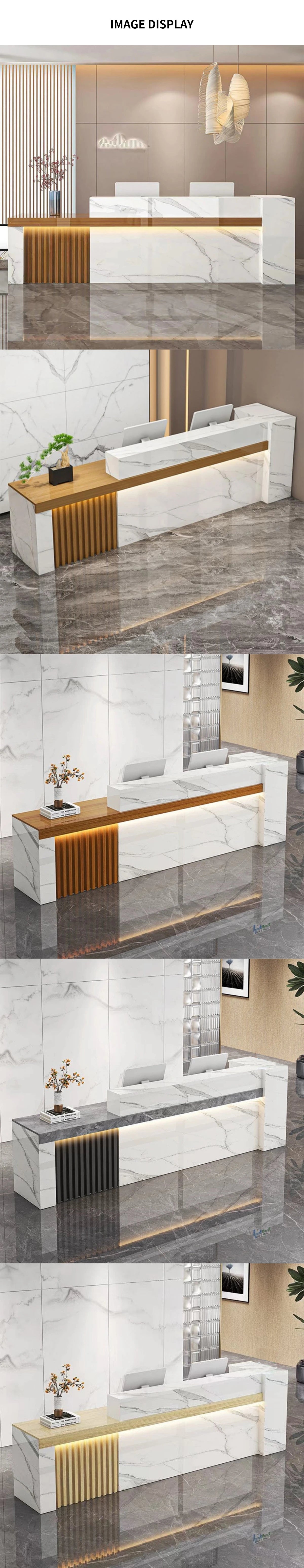 Retail Reception Desk 55-87 in Wide with Cable Management, Solid Wood & File Drawers — Detail image 11