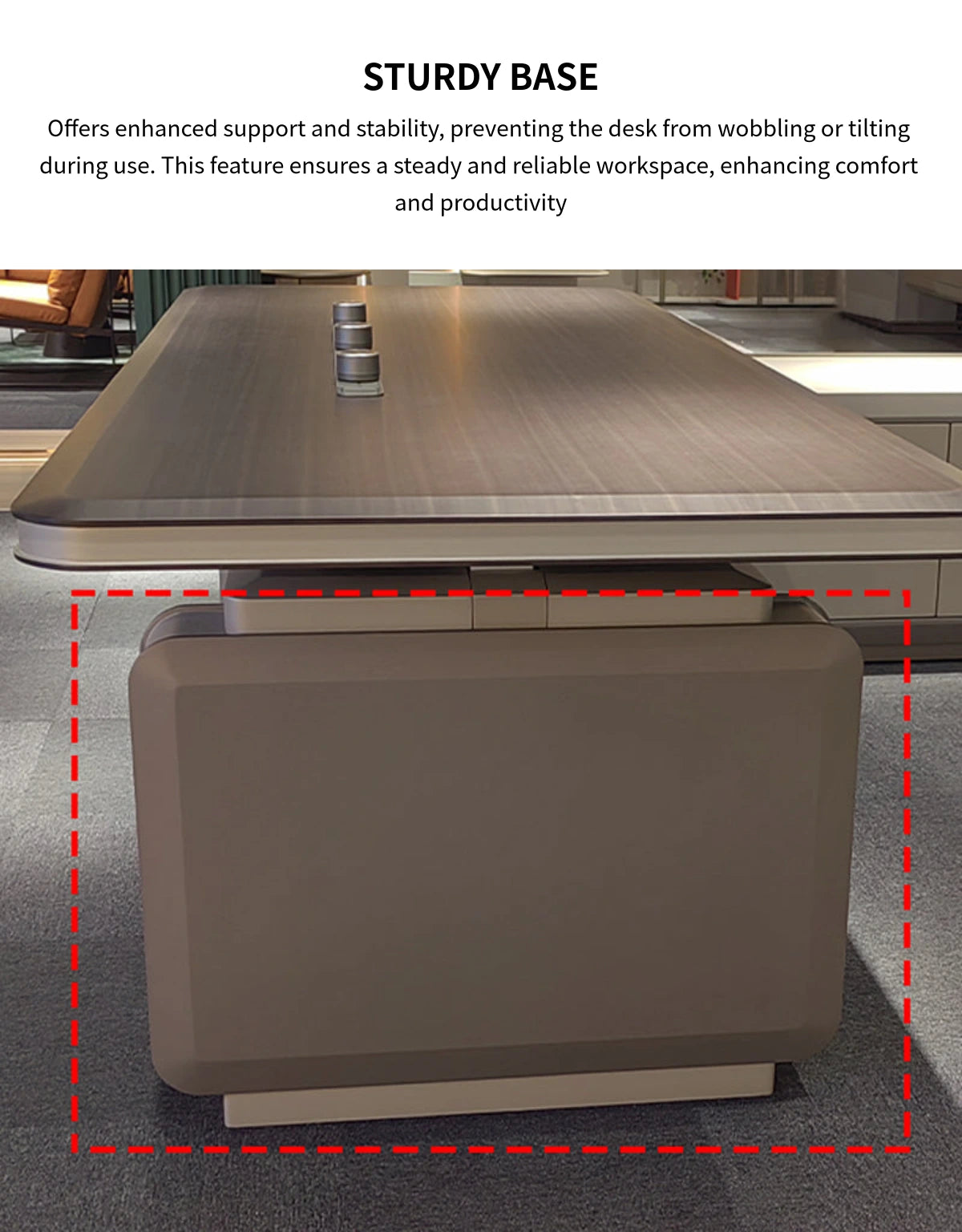 L-Shaped Desk with Built-In Outlets, Cable Management & LED Lighting — Detail image 4