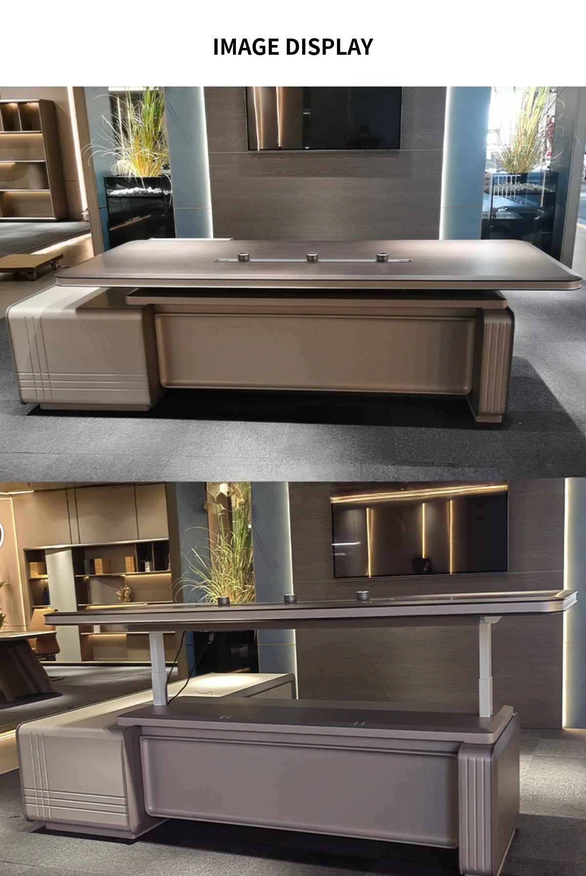 L-Shaped Desk with Built-In Outlets, Cable Management & LED Lighting — Detail image 8