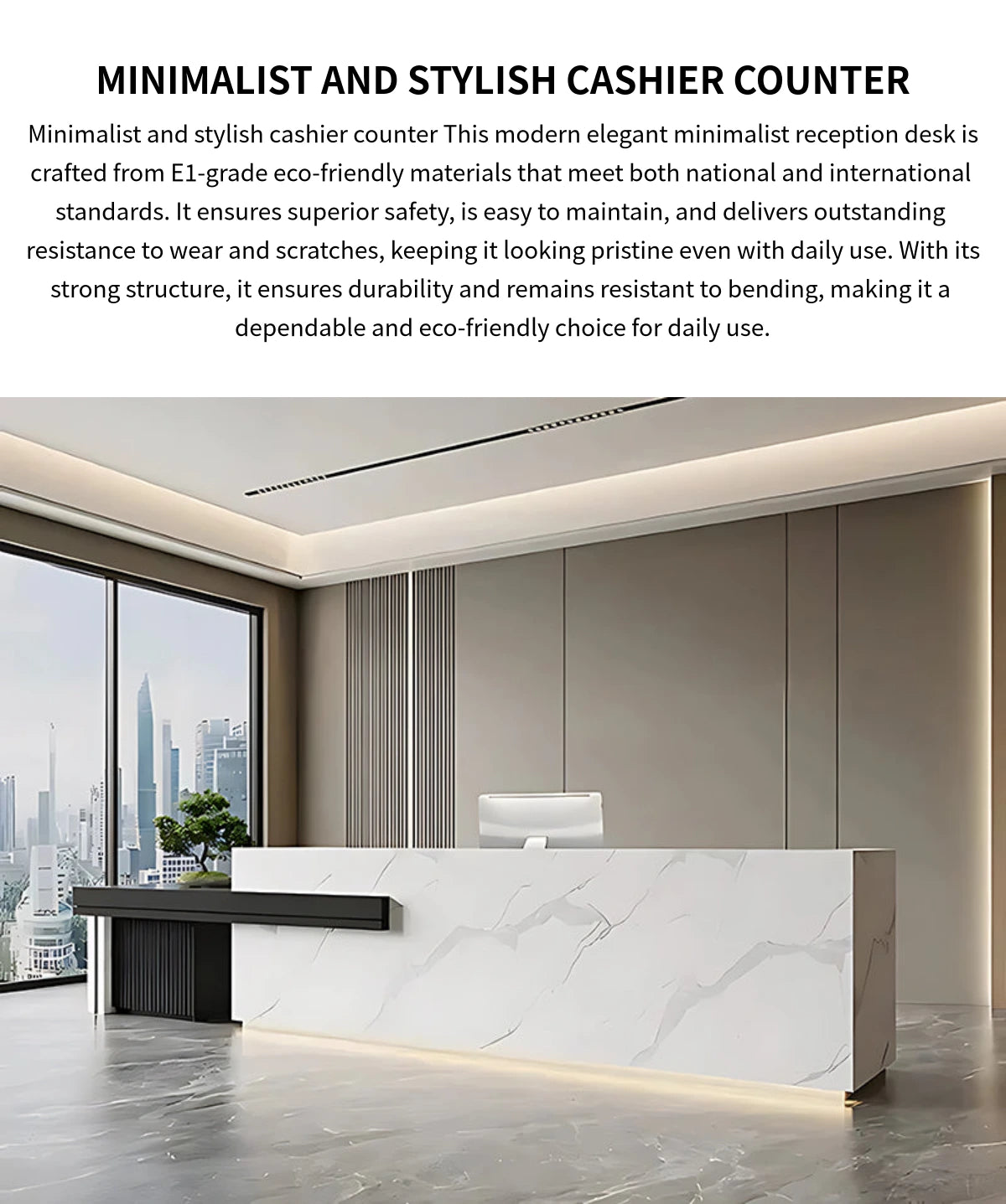 Retail Reception Desk 71-157 in Wide with LED Lighting & Lumbar Support for Retail — Detail image 1