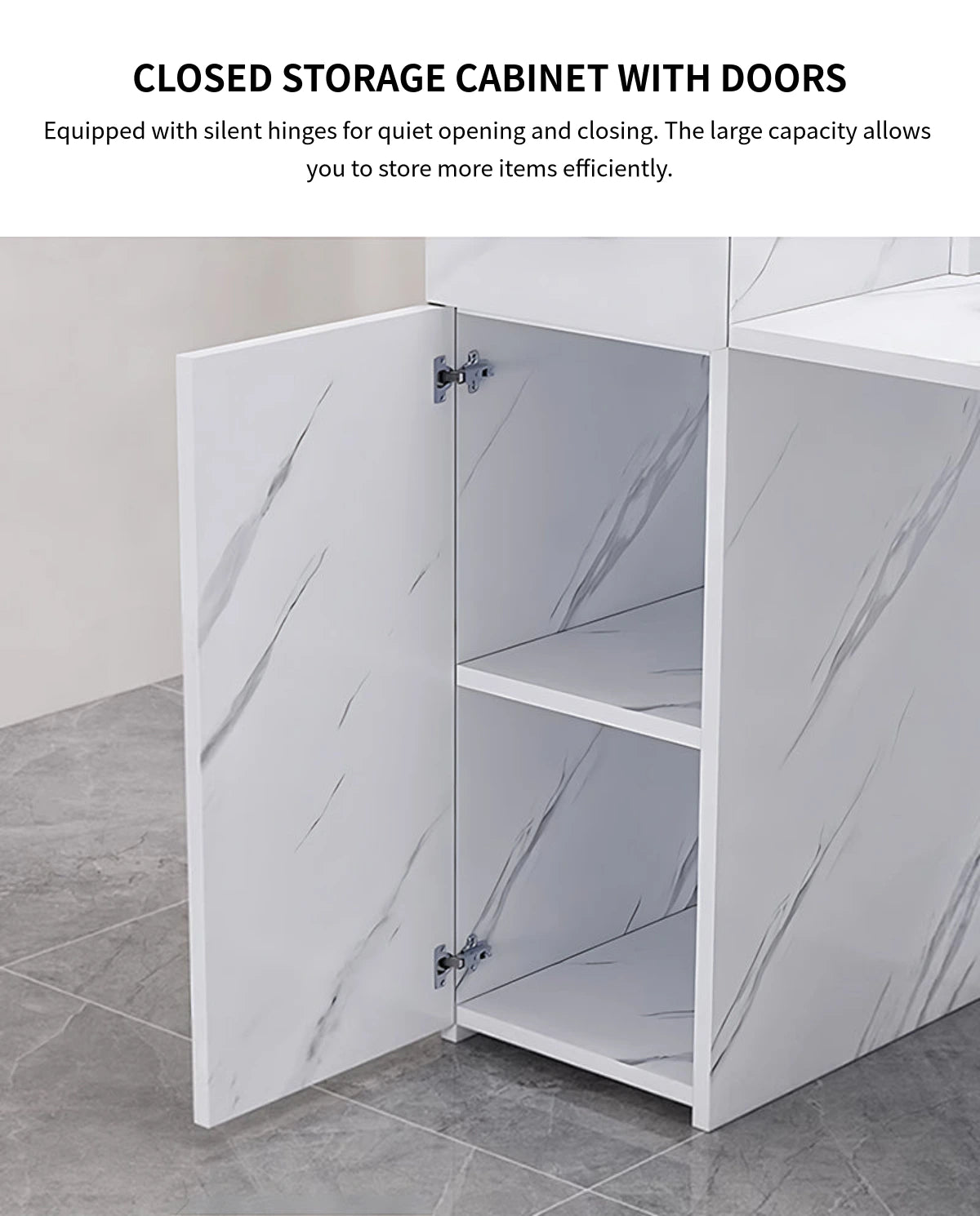 L-Shaped Reception Desk with Keyboard Tray, Cable Management & Lockable for Salon — Detail image 9