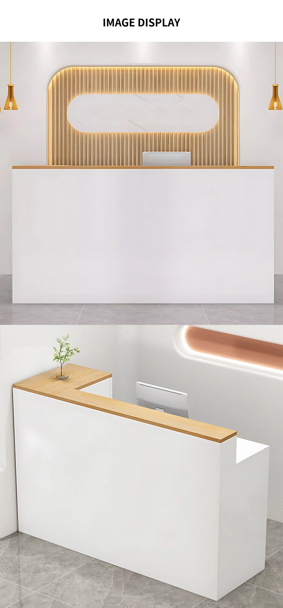 L-Shaped Reception Desk with Keyboard Tray, Cable Management & Lockable for Salon — Detail image 11