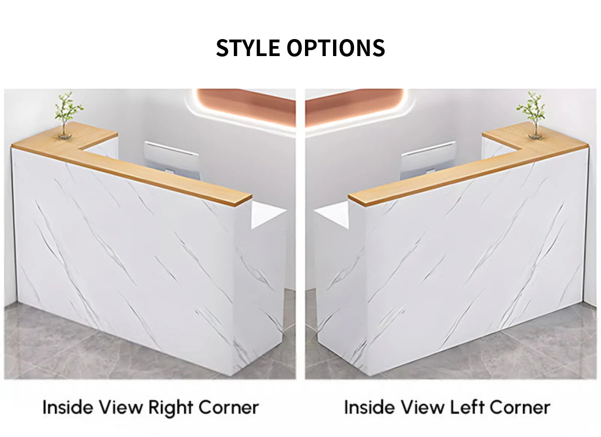 L-Shaped Reception Desk with Keyboard Tray, Cable Management & Lockable for Salon — Detail image 12
