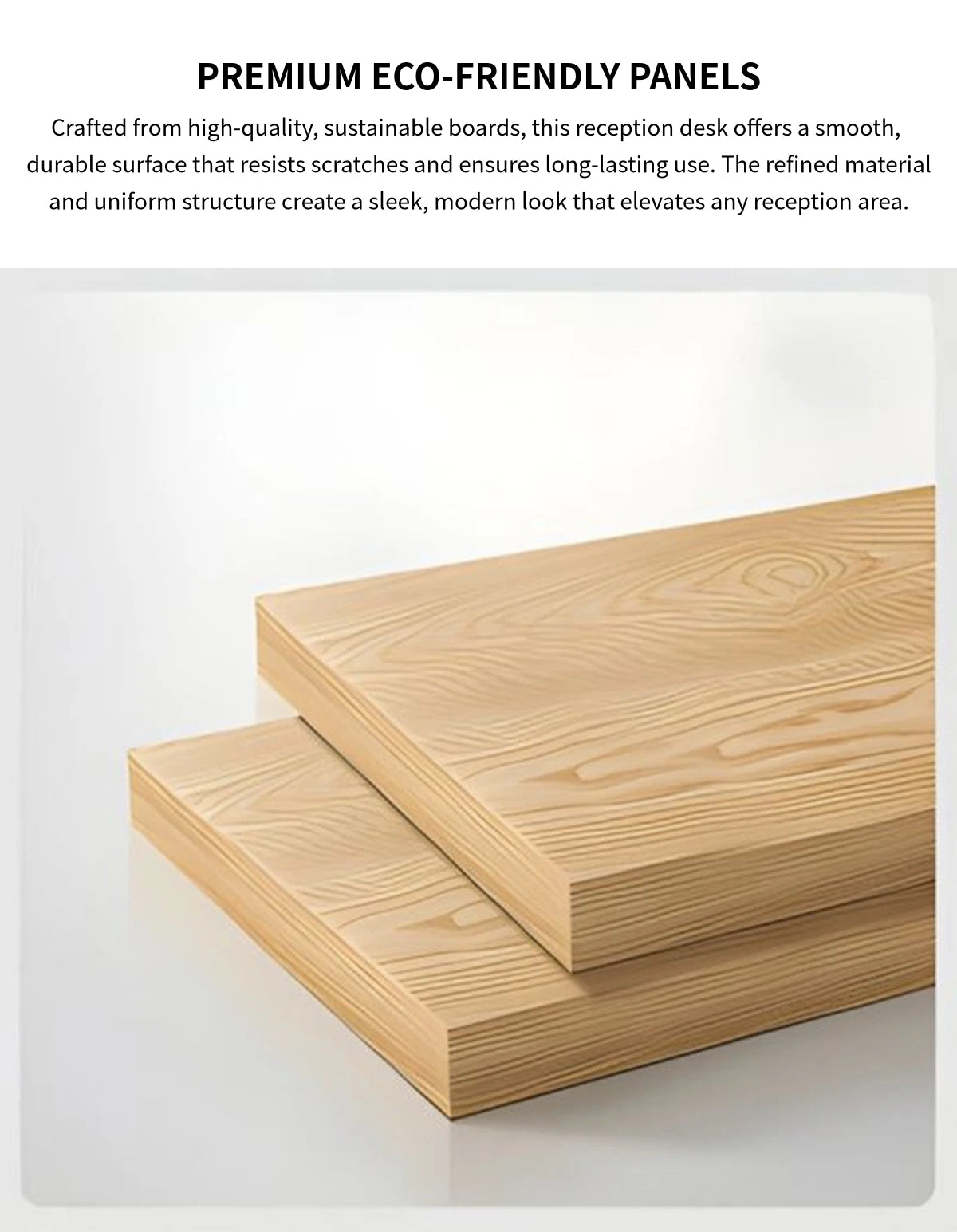 Curved Reception Desk 71-142 in Wide with Keyboard Tray, Lockable & LED Lighting for Salon — Detail image 2