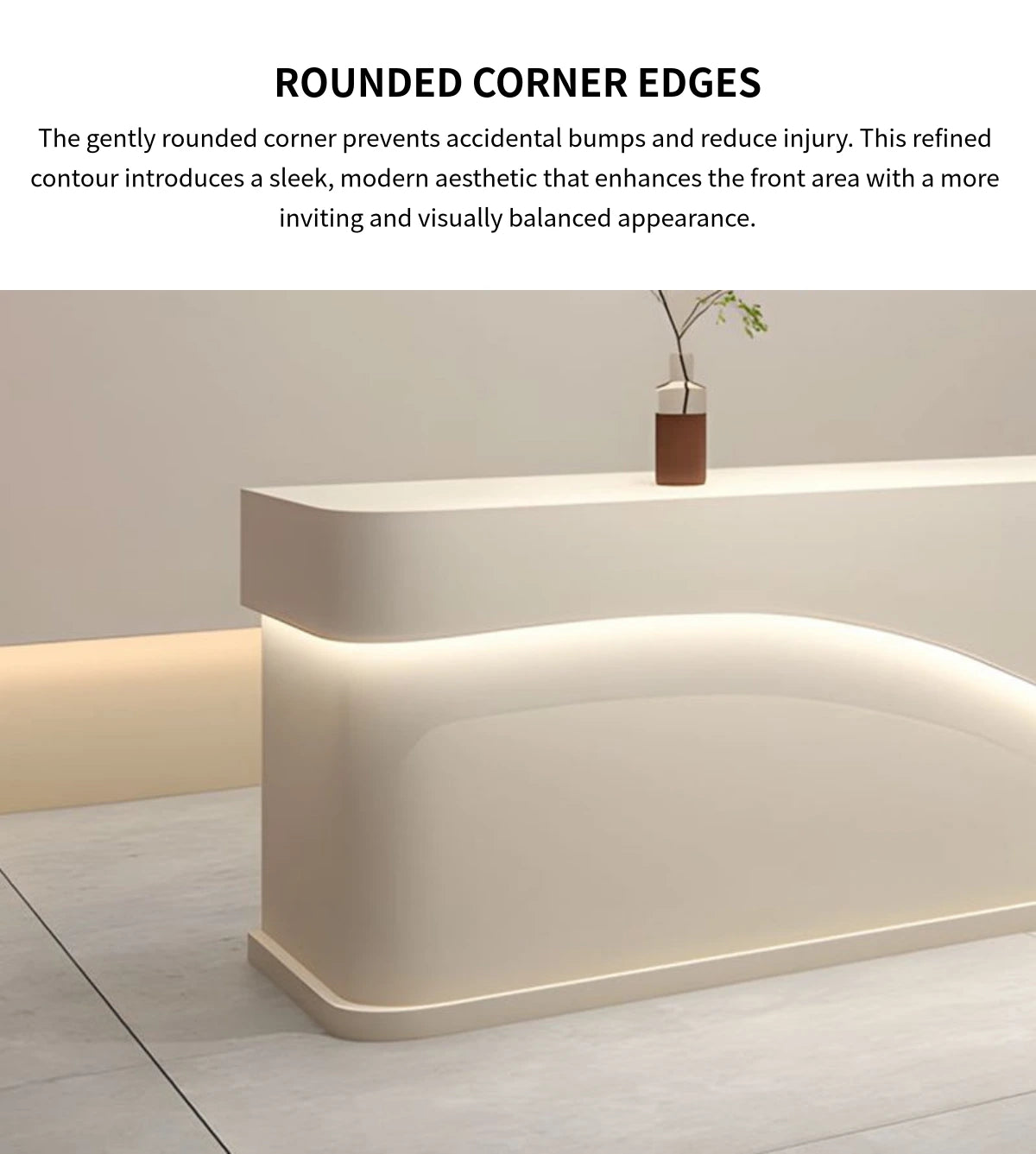 Curved Reception Desk 71-142 in Wide with Keyboard Tray, Lockable & LED Lighting for Salon — Detail image 4