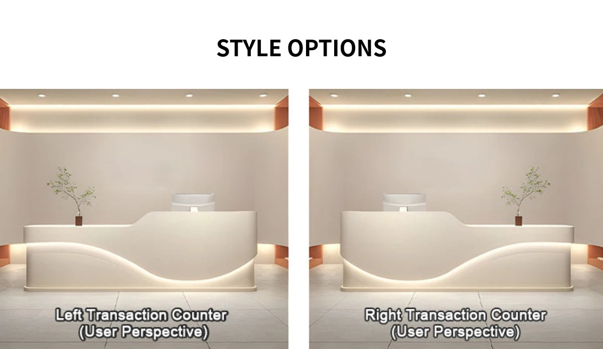 Curved Reception Desk 71-142 in Wide with Keyboard Tray, Lockable & LED Lighting for Salon — Detail image 10