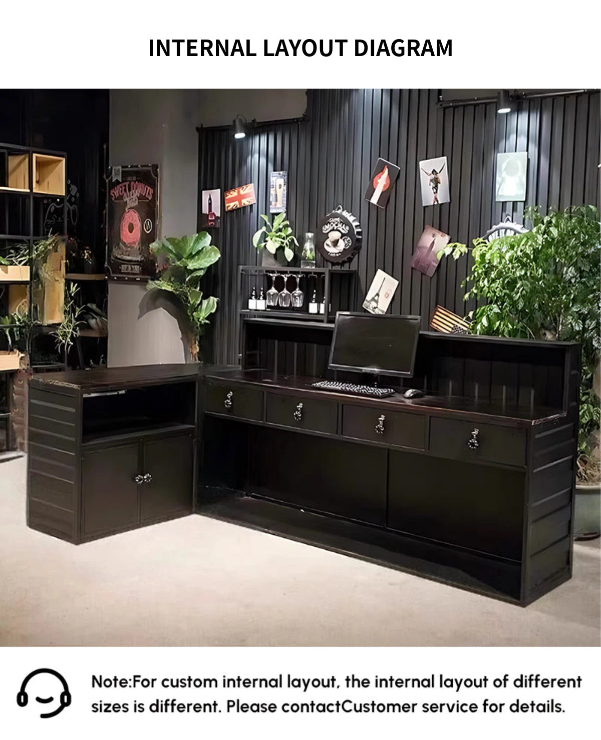 L-Shaped Reception Desk with LED Lighting, Marble Top & Lumbar Support for Office Lobby — Detail image 9