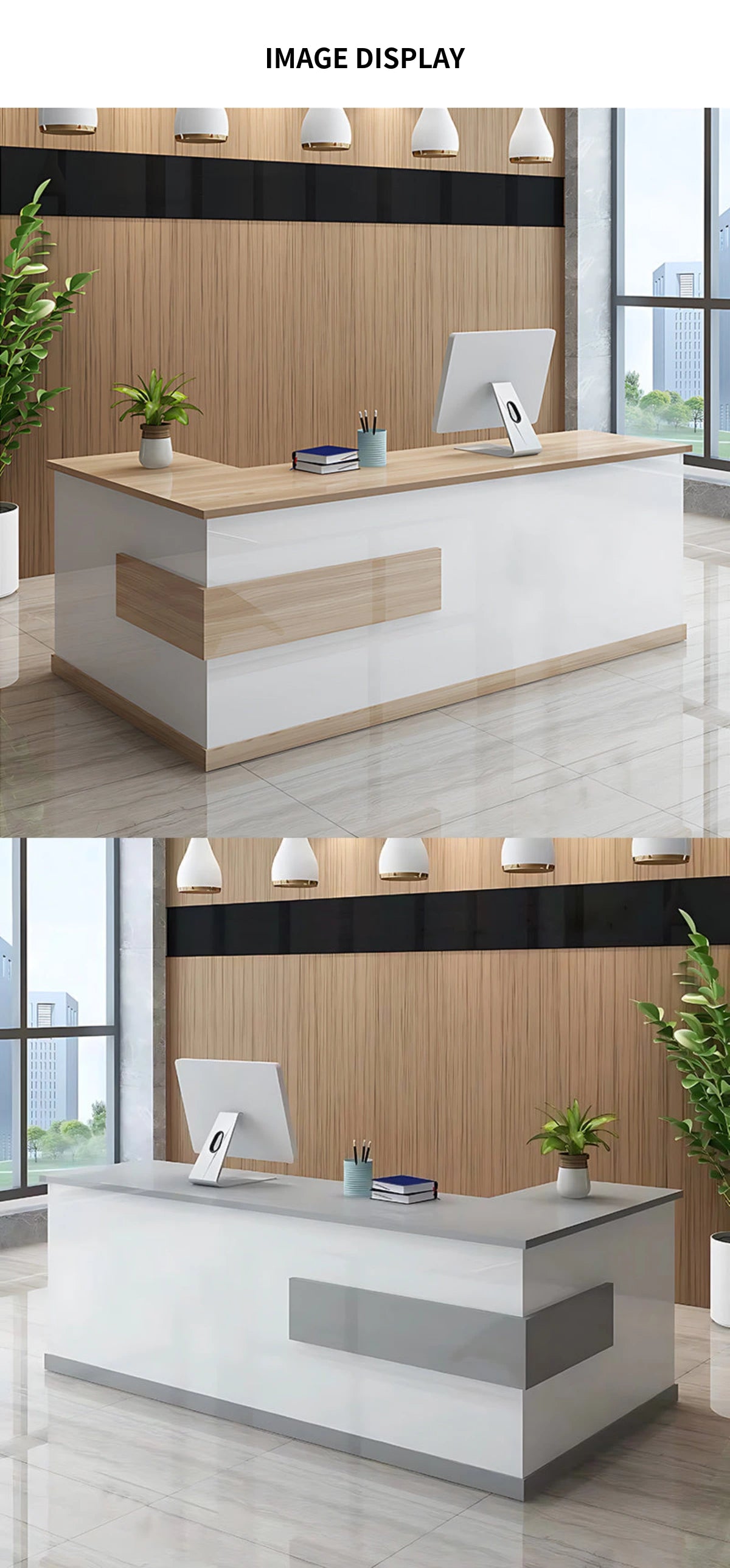L-Shaped Reception Desk 39-142 in Wide with Lockable, File Drawers & Lumbar Support — Detail image 8