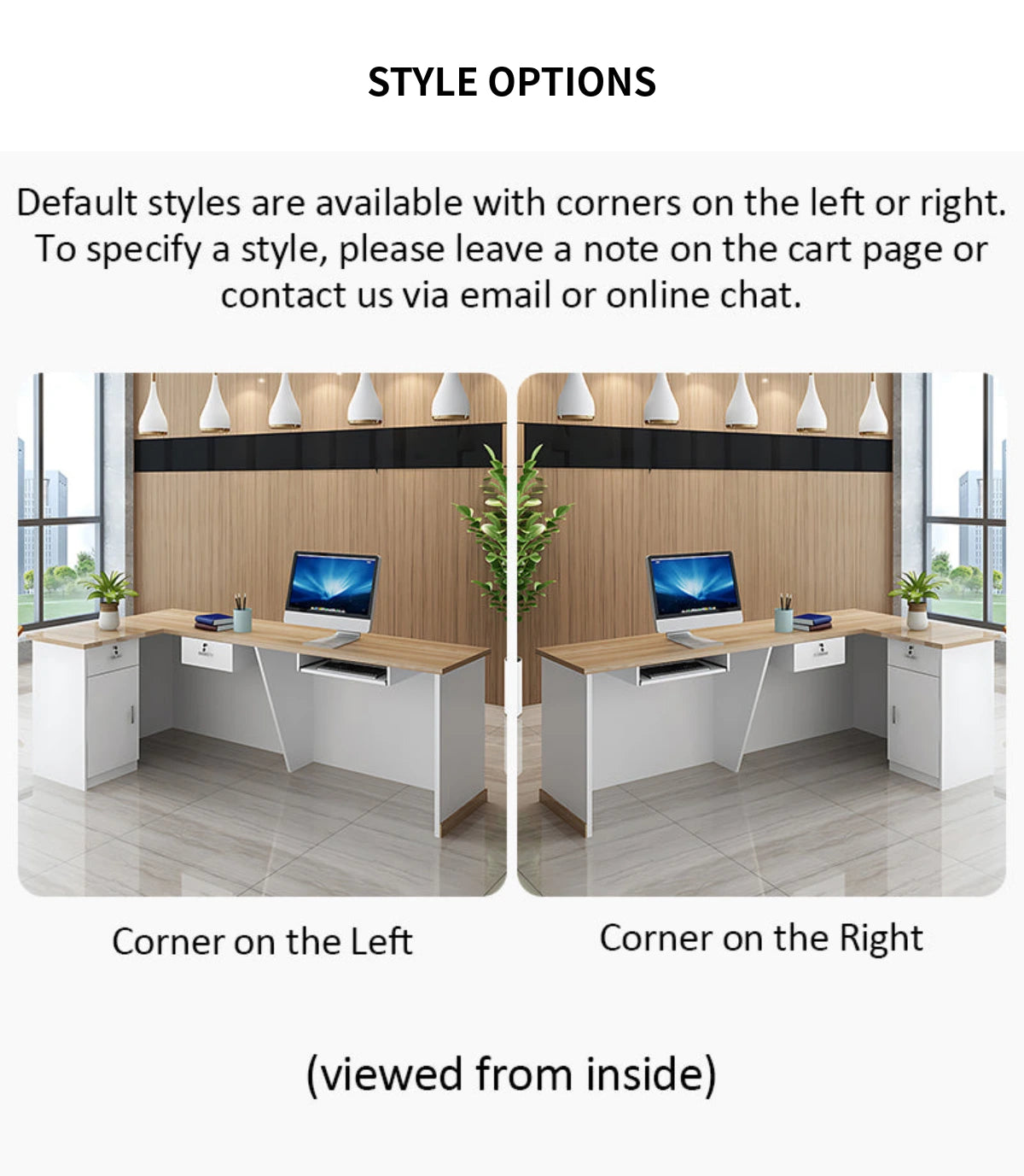 L-Shaped Reception Desk 39-142 in Wide with Lockable, File Drawers & Lumbar Support — Detail image 9