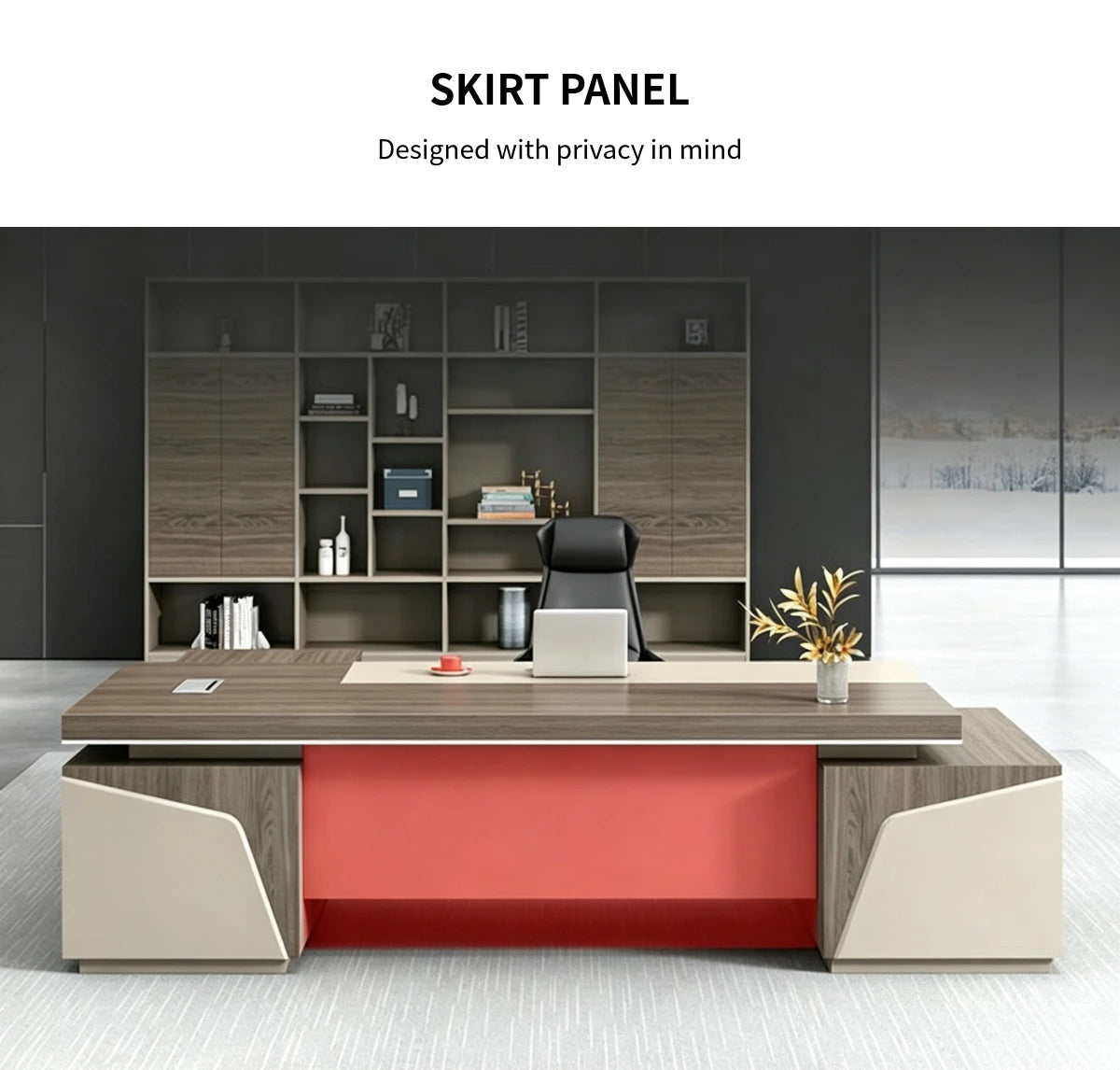 Modern Executive Desk 22-126 in Wide with Side Storage & Lumbar Support for Home Office — Detail image 4