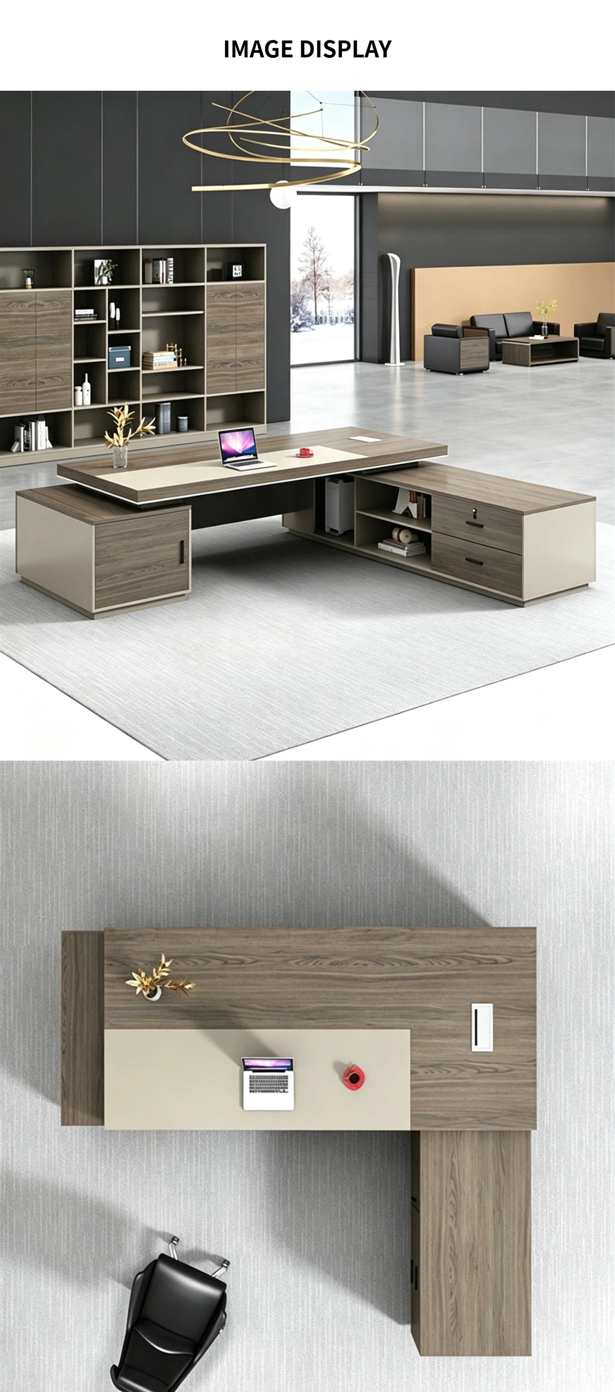 Modern Executive Desk 22-126 in Wide with Side Storage & Lumbar Support for Home Office — Detail image 7