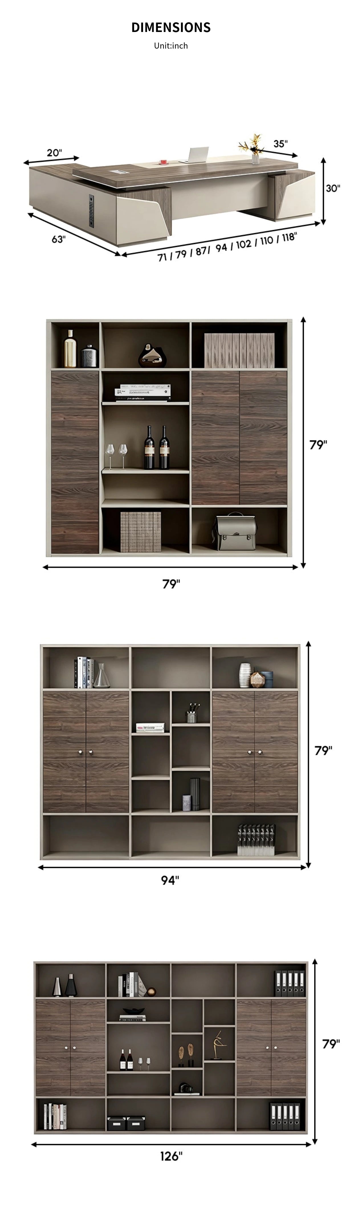 Modern Executive Desk 22-126 in Wide with Side Storage & Lumbar Support for Home Office — Detail image 8
