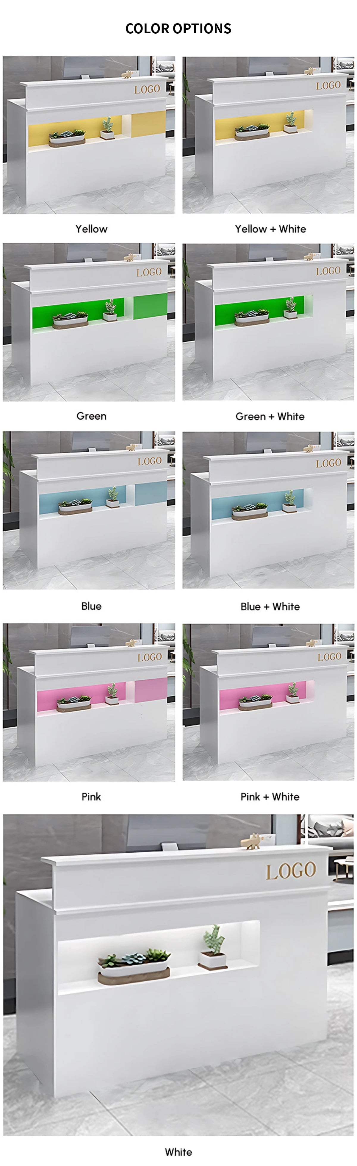 Curved Reception Desk 31-59 in Wide with Lockable, Keyboard Tray & File Drawers for Salon — Detail image 10