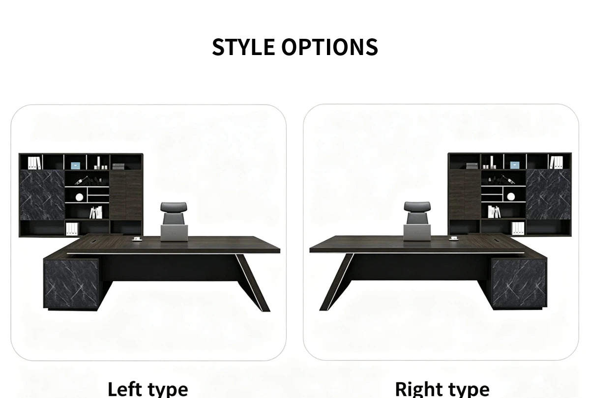 Modern Executive Desk with Side Storage, Marble Top & Cable Management for Home Office — Detail image 7