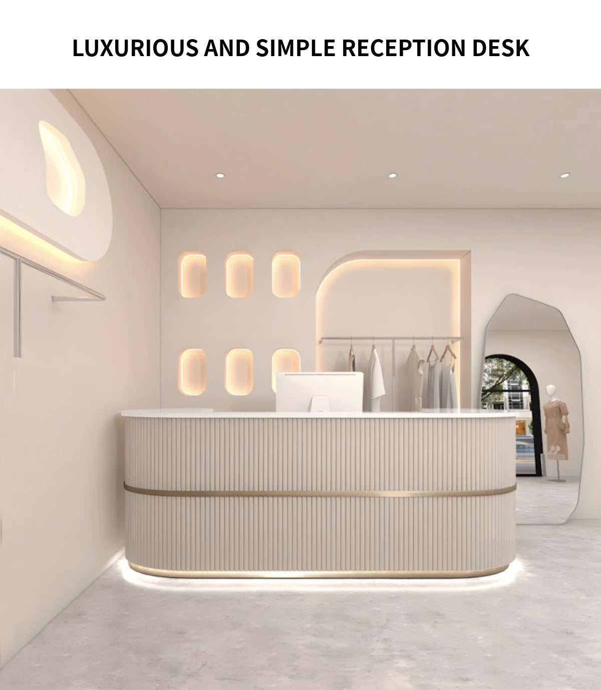 Curved Reception Desk 39-87 in Wide with Lumbar Support for Retail — Detail image 1