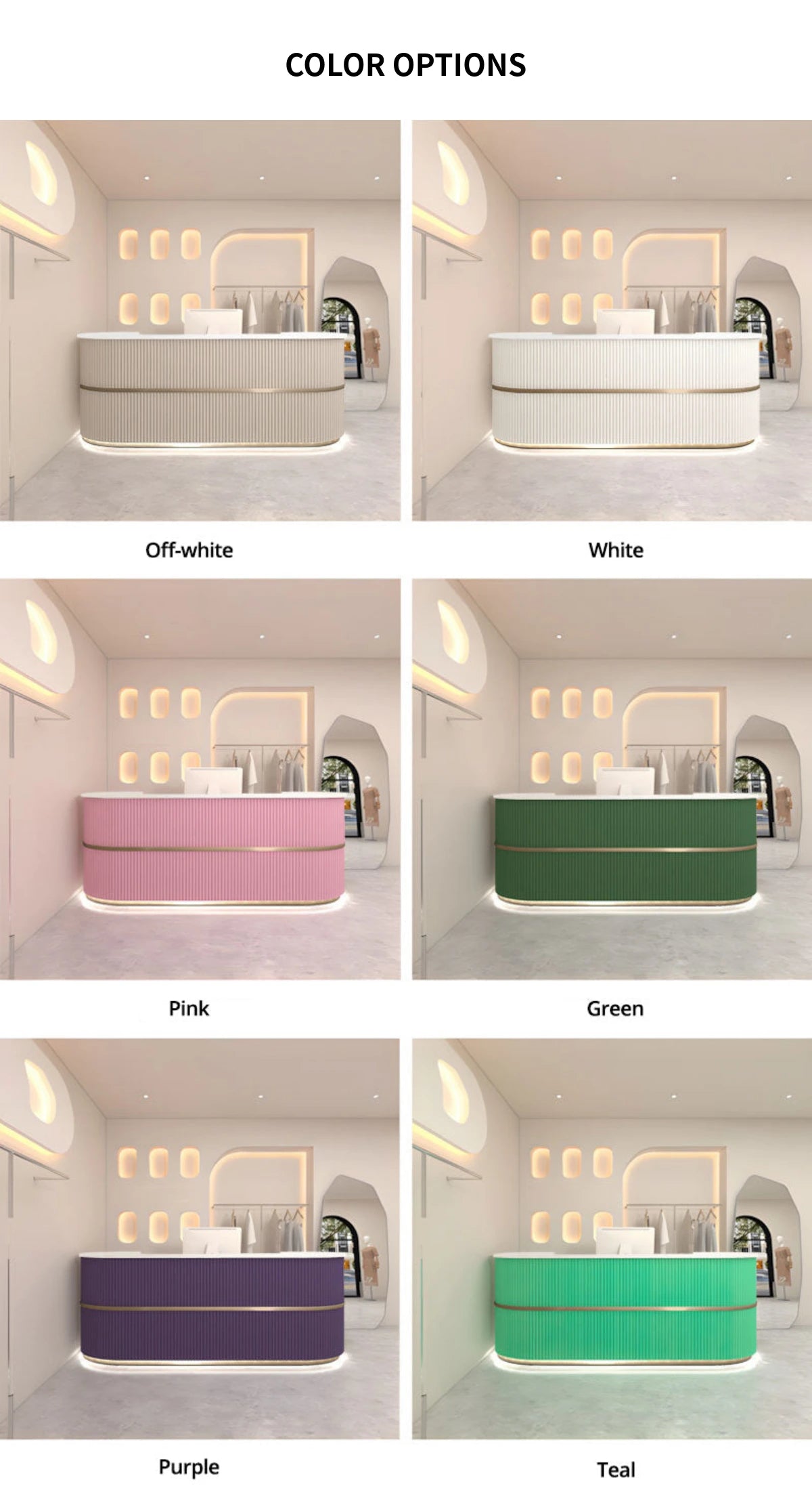 Curved Reception Desk 39-87 in Wide with Lumbar Support for Retail — Detail image 8