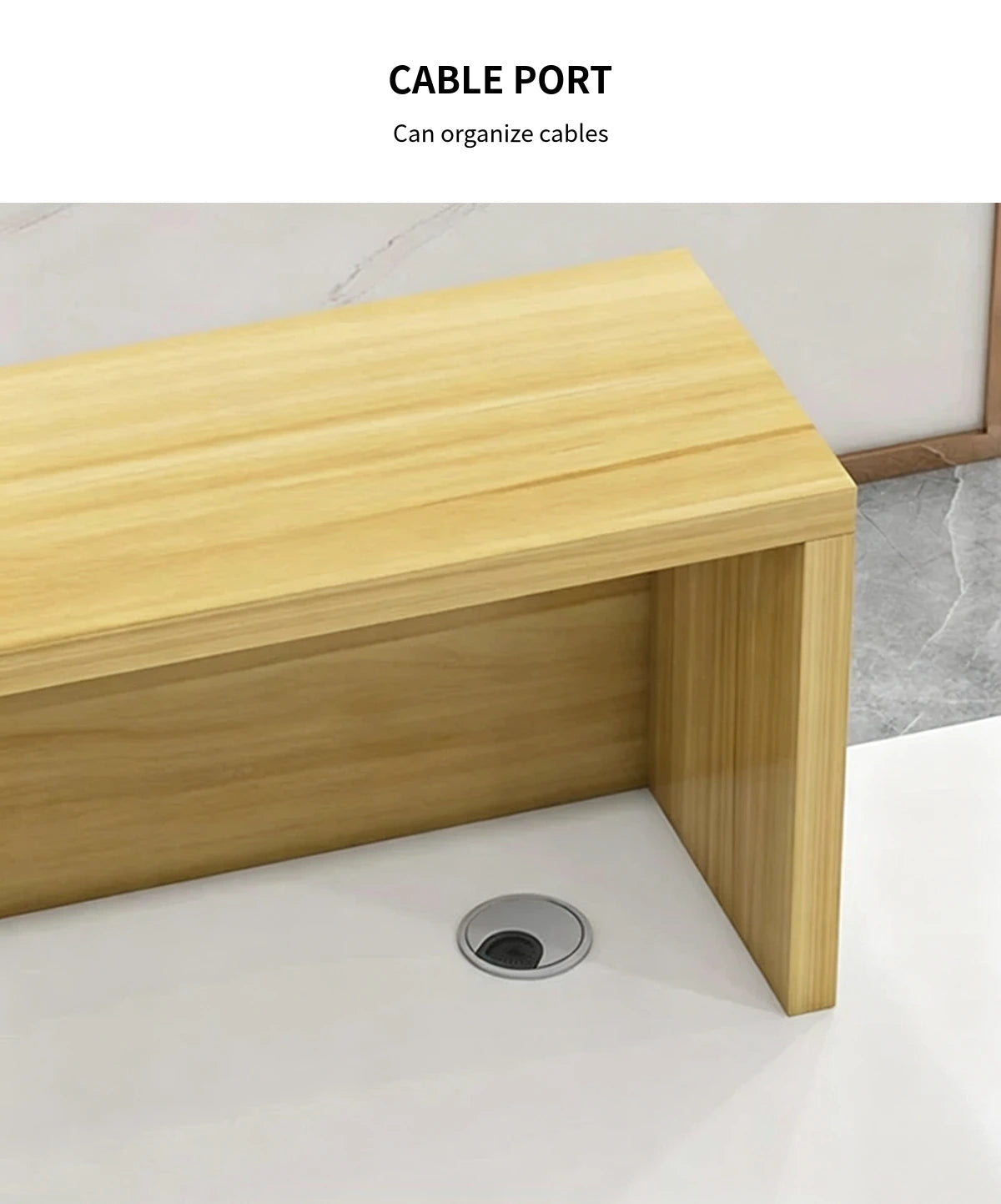 Salon Reception Desk 31-71 in Wide with Keyboard Tray, LED Lighting & Side Storage — Detail image 6