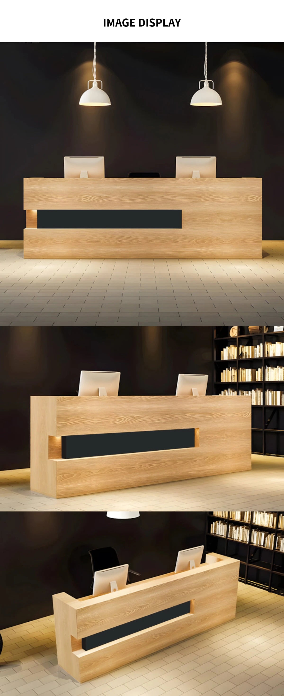 Curved Reception Desk 59-157 in Wide with Solid Wood, File Drawers & Lumbar Support — Detail image 7