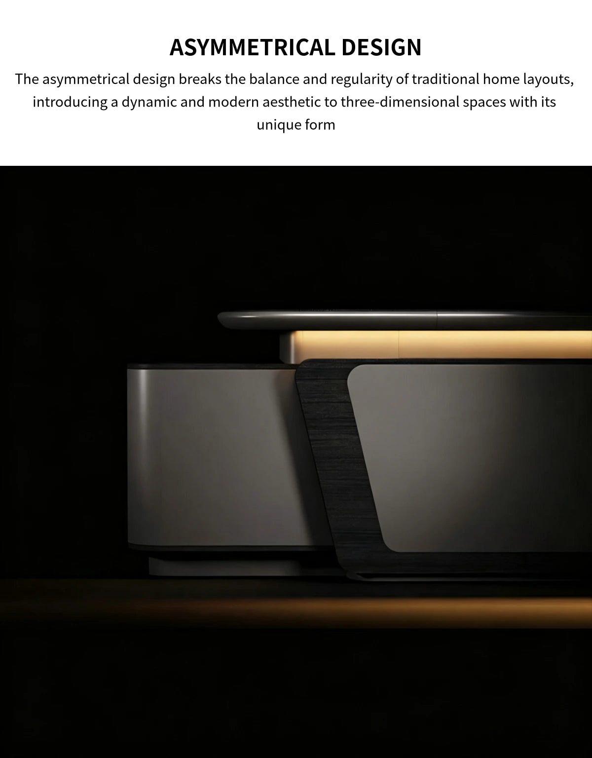 Modern Executive Desk 94-149 in Wide with Curved & LED Lighting for Home Office — Detail image 2