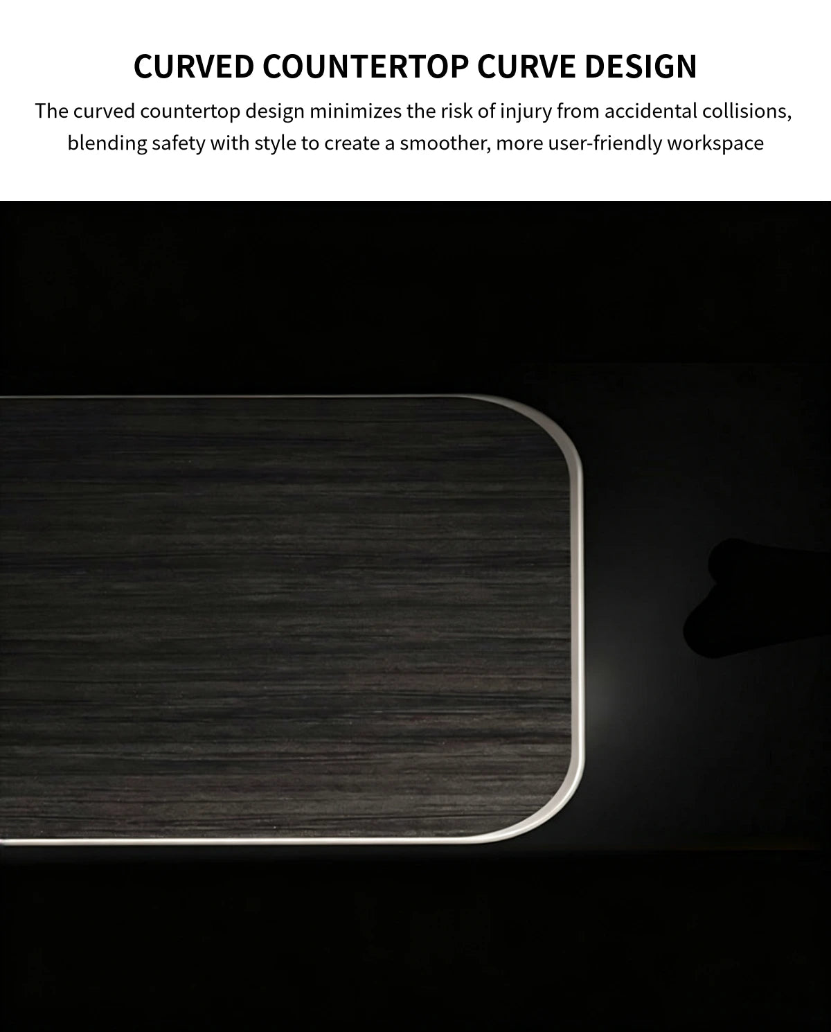 Modern Executive Desk 94-149 in Wide with Curved & LED Lighting for Home Office — Detail image 3