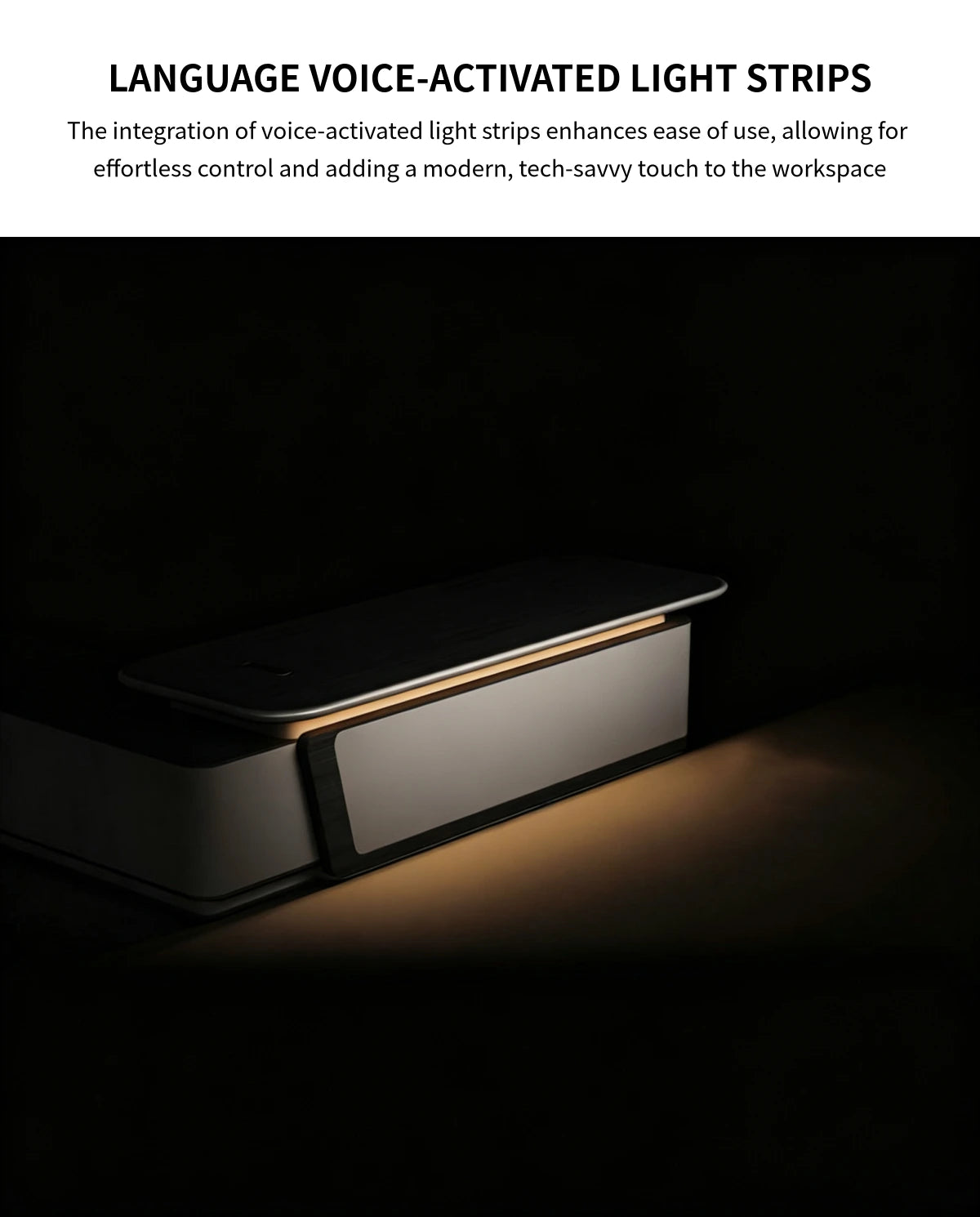Modern Executive Desk 94-149 in Wide with Curved & LED Lighting for Home Office — Detail image 4